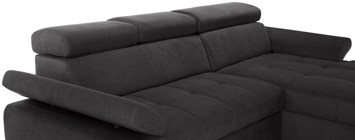 Ecksofa Perry - Silberfarben/Graphitfarben, Design, Textil (292/183cm) - Livetastic