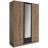 Ruhásszekrény Bühl - tölgy színű/szürke, modern, fa (136/197/54cm)