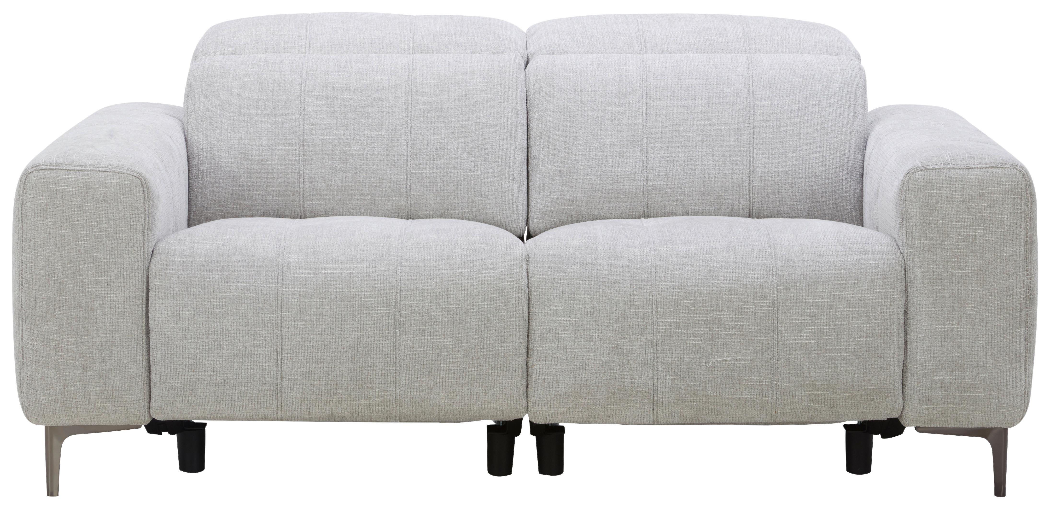 Dvojmiestna pohovka ALVARO, sivý zamat, relax.funkcia - sivá/prírodná farba, Modern, kov/drevo (182/79/109cm) - Mömax