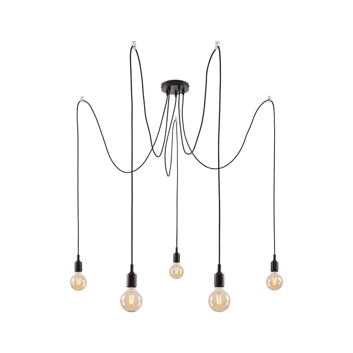 Hängeleuchte H: ca. 200 cm 5-Flammig - Schwarz, Basics, Metall (15,0/200,0cm) - Paulmann
