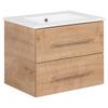 Waschbecken mit Unterschrank Perfekt B: 62,5 cm - Eichefarben/Weiß, MODERN, Keramik/Holzwerkstoff (62,5cm) - MID.YOU