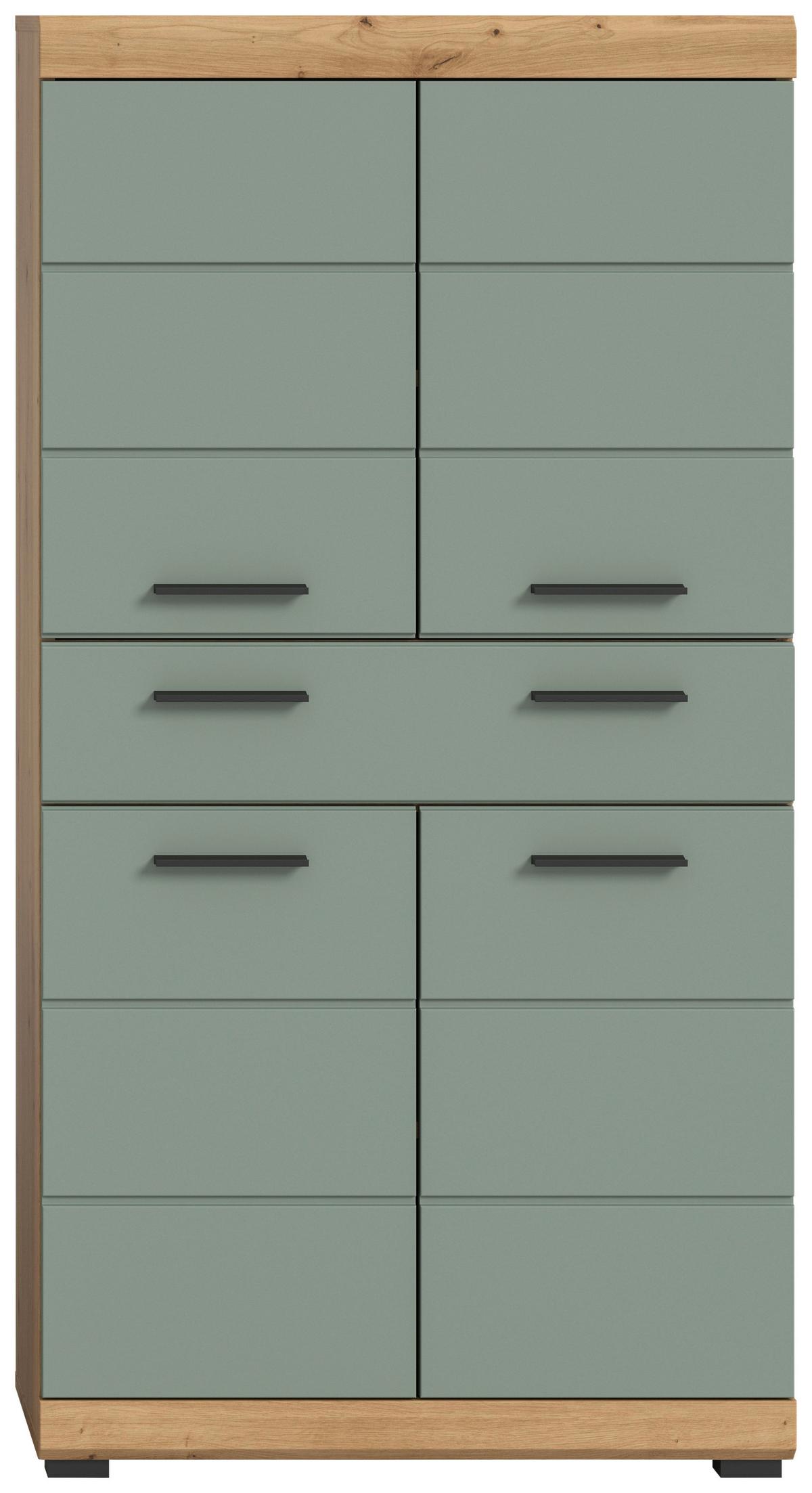 Midischrank Scout Salbeigrün B: 74 cm - Salbeigrün/Schwarz, MODERN, Holzwerkstoff (74/141/31cm) - MID.YOU