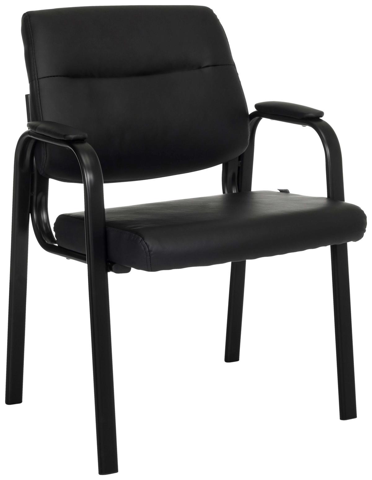 Besucherstuhl Advie V Pu Schwarz B: 60 cm - Schwarz, MODERN, Leder/Metall (60/85/64cm)