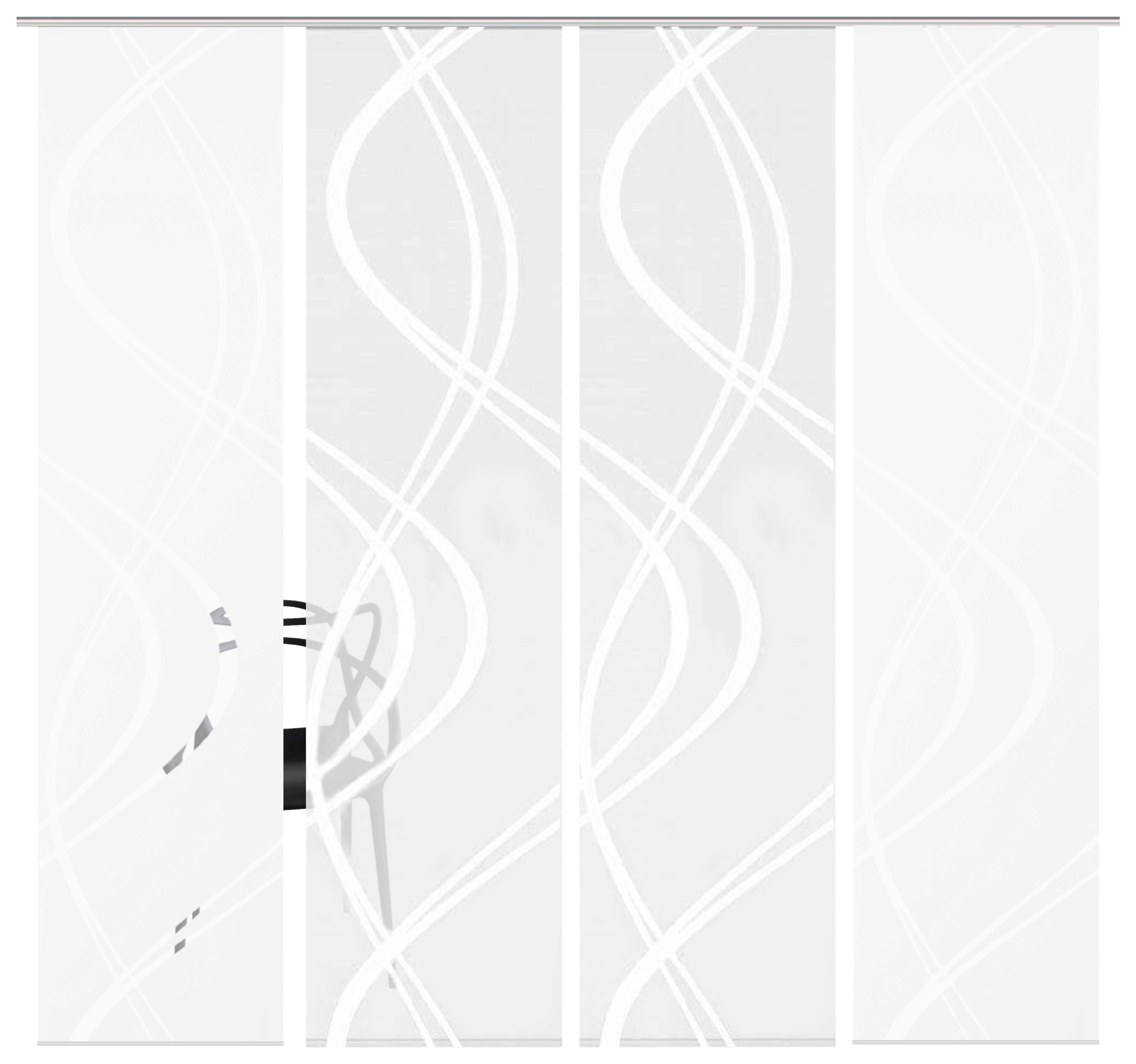 Flächenvorhang 4--Teilig. Tiberio B: 60 cm, Weiß halbtransparent - Weiß, MODERN, Textil (60/245cm)