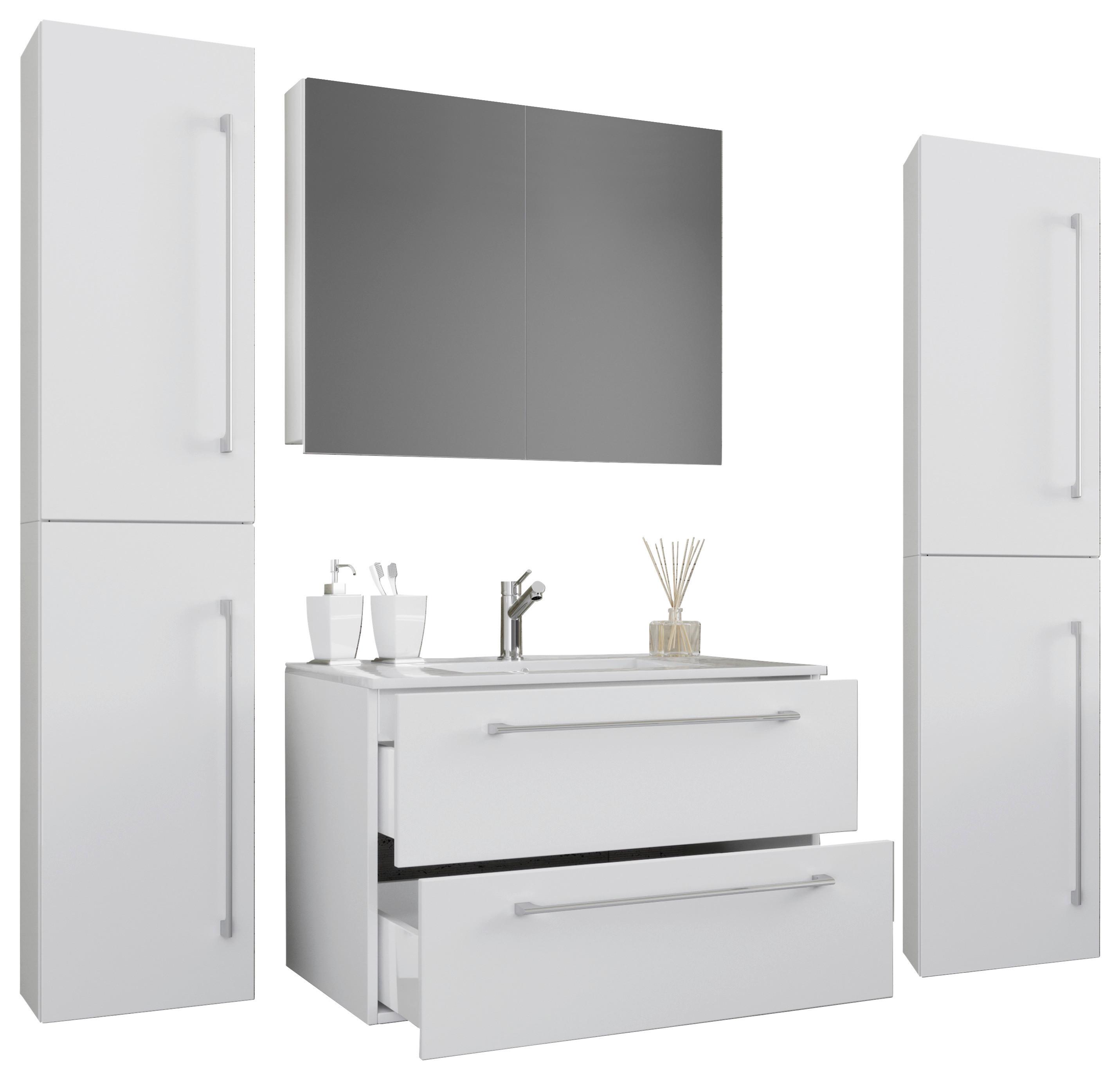 Badezimmer Badinos 5-Teilig Weiß B: 146 cm - Weiß, MODERN, Keramik/Holzwerkstoff (147cm) - MID.YOU