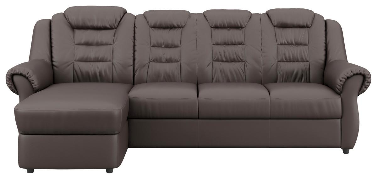 Ecksofa Boston Braun Lederlook - Schwarz/Braun, KONVENTIONELL, Textil (165/262cm) - Livetastic