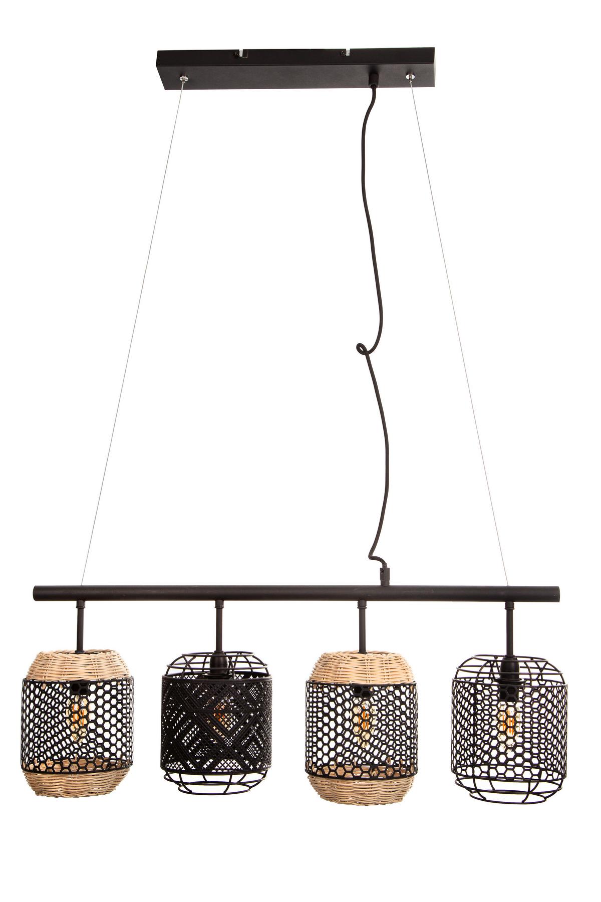 Hängeleuchte David H: 150 Cm 4-Flammig, Metall/schwarz - Schwarz, Basics, Metall (74/15/150cm)