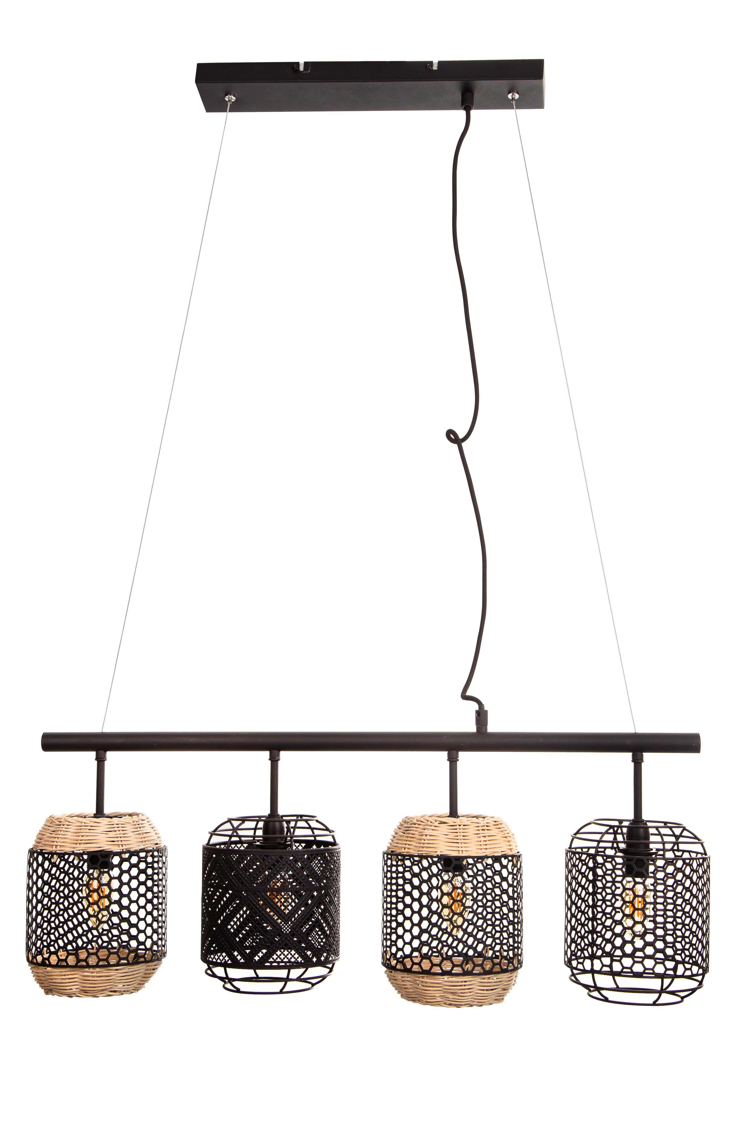 Hängeleuchte David H: 150 cm 4-Flammig, Metall/Schwarz