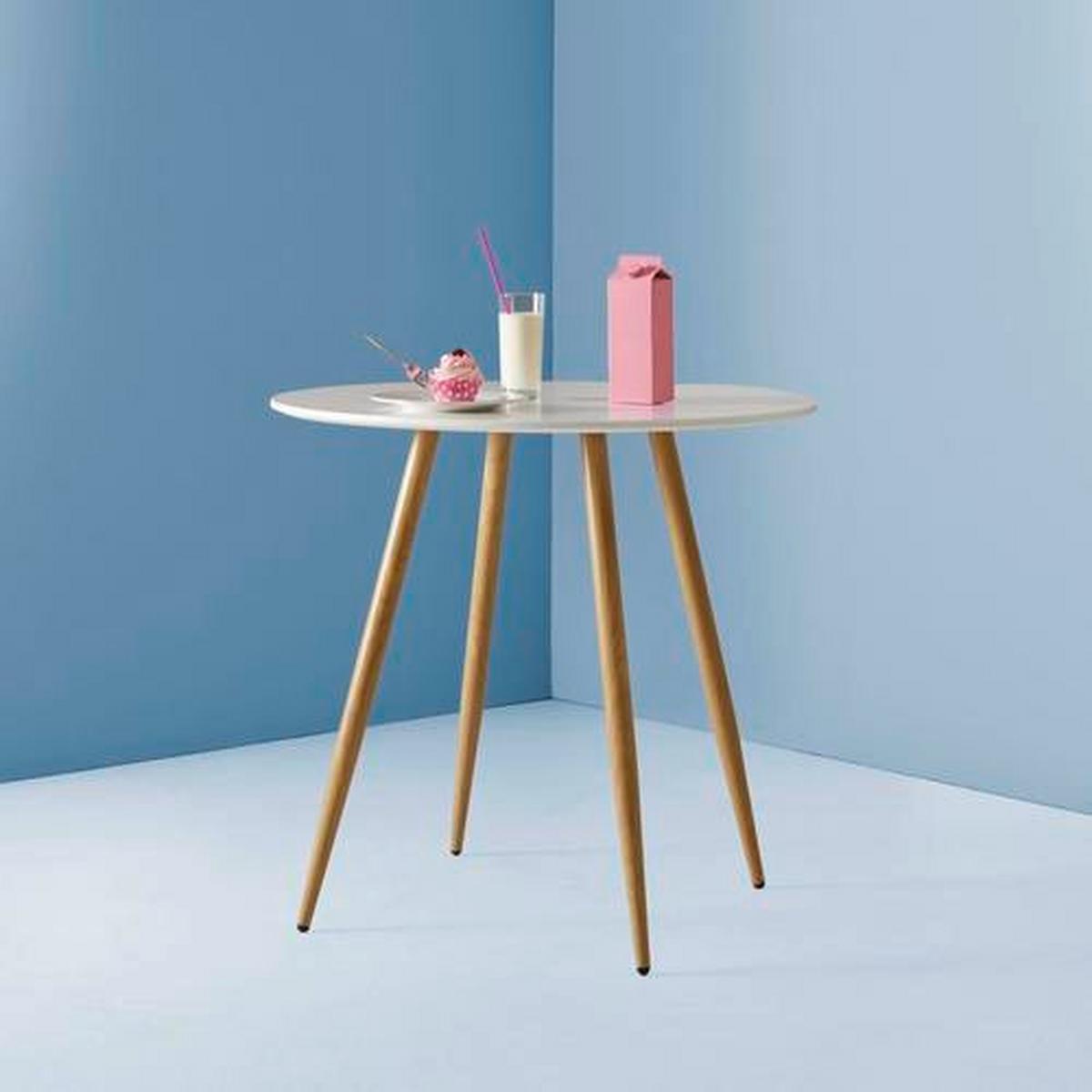 Jídelní stůl John 80 - bílá/barvy dubu, Moderní, kov/dřevo (80/76cm) - Modern Living