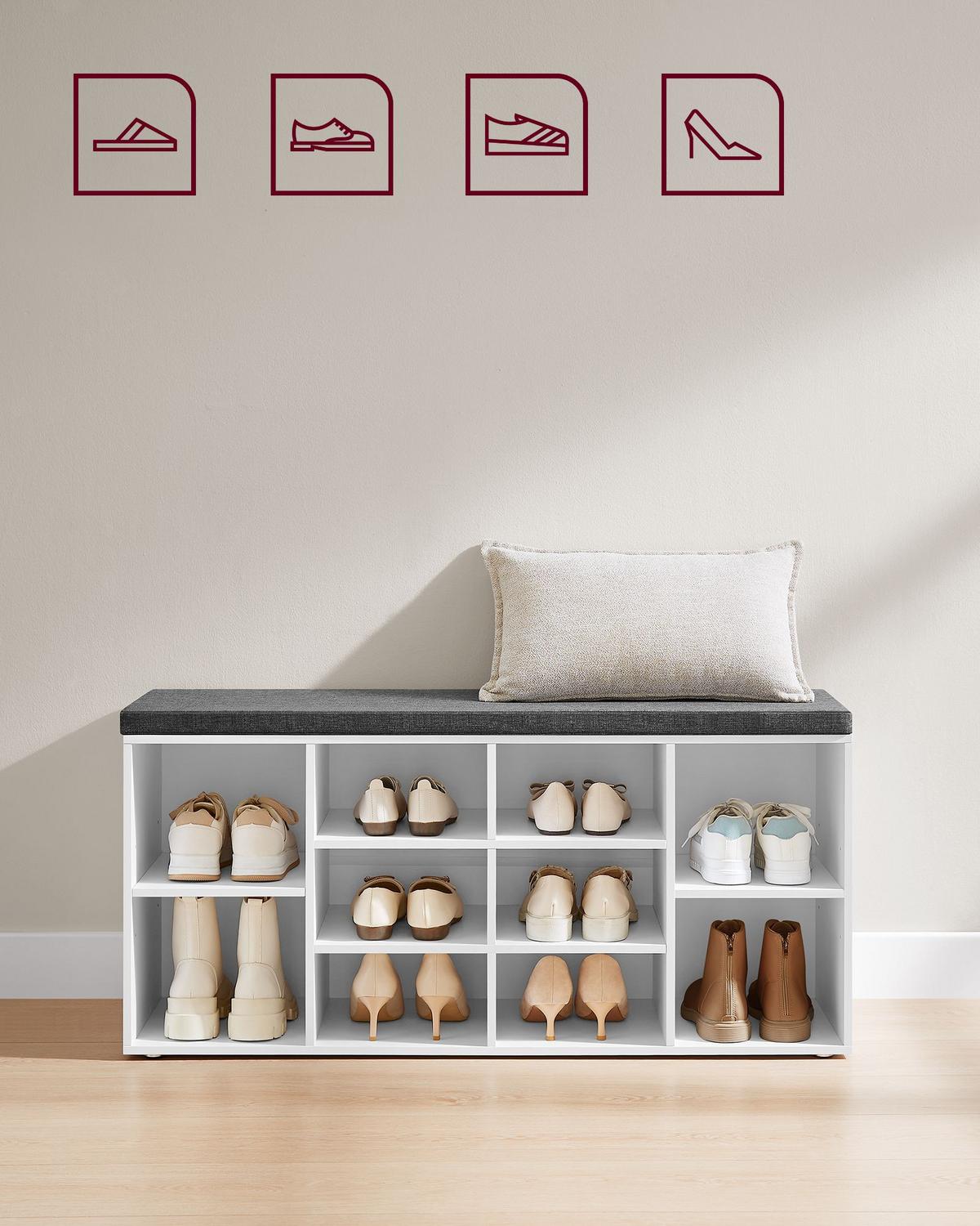 ŠATNÍ LAVICE VINTAGE - bílá/šedá, Trend, kompozitní dřevo (104/48/30cm) - Boxxx