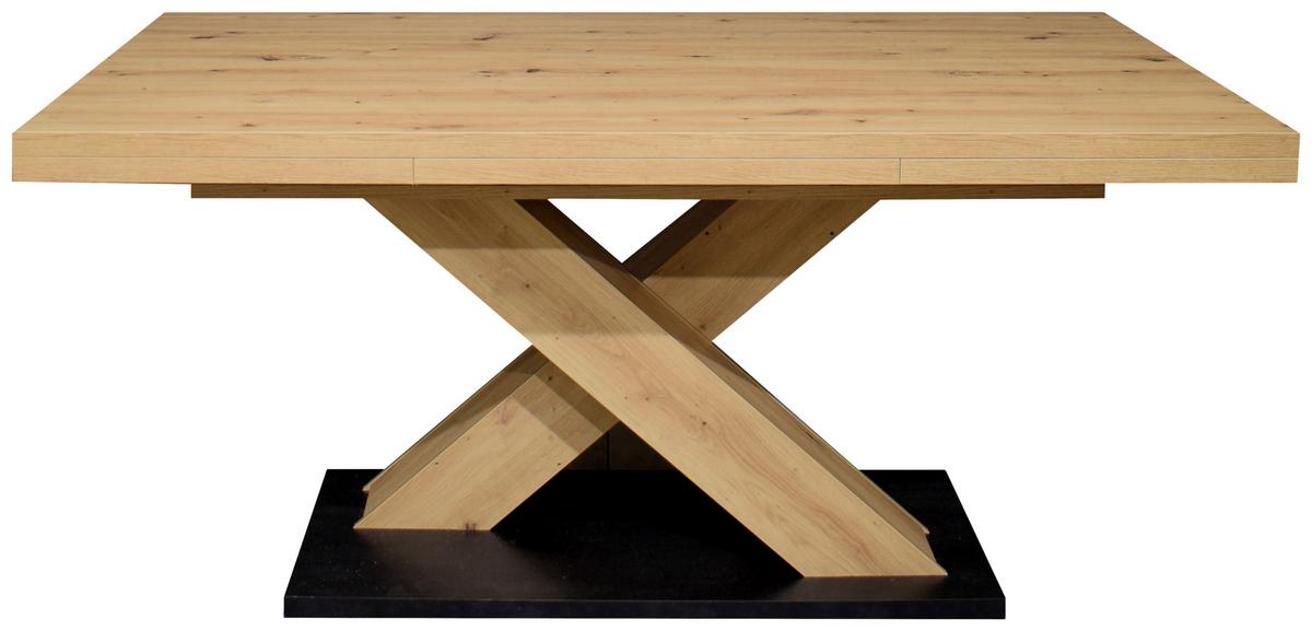Výsuvný stůl KOMFORT 180-280 - černá/dub artisan, Moderní, kompozitní dřevo (180-280/90/76cm) - Based