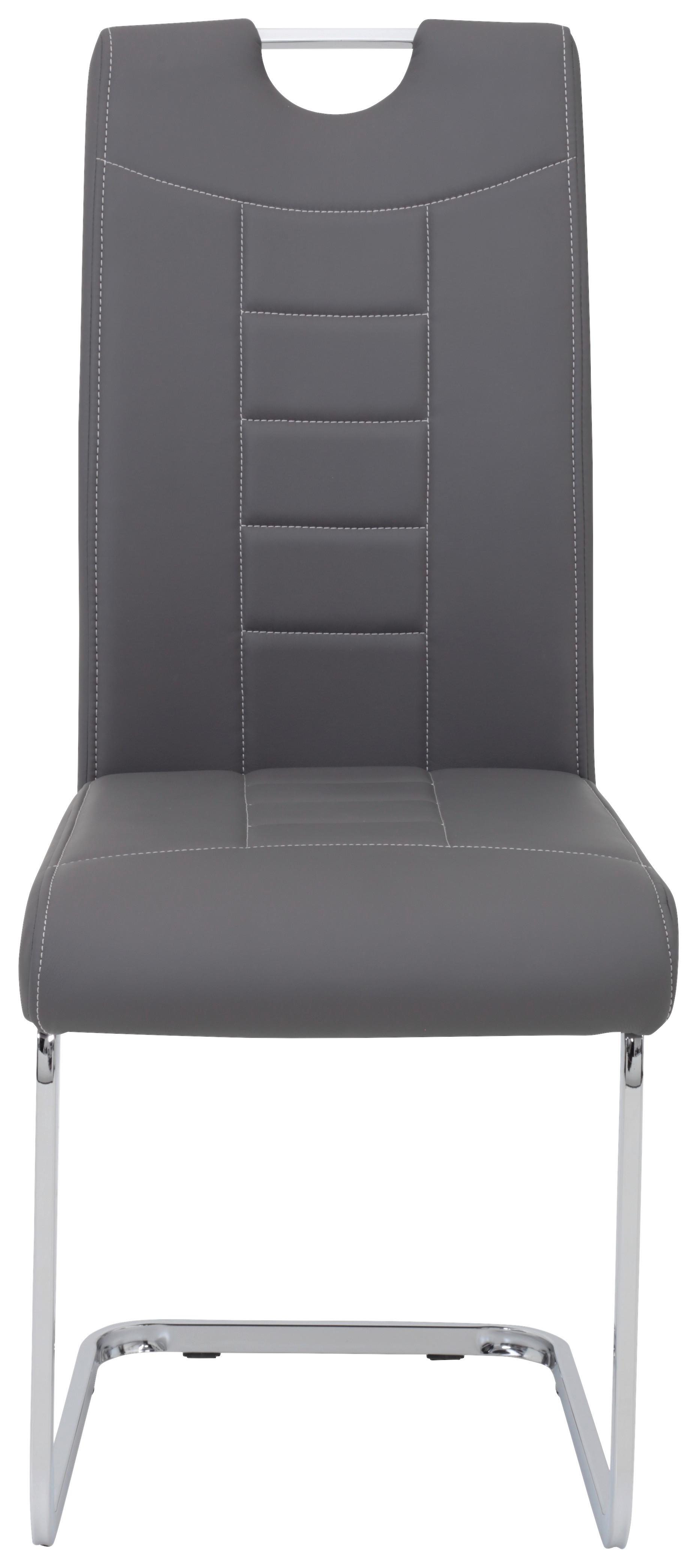 Schwingstuhl Ruby Grau Gepolstert 2er-Set - Chromfarben/Weiß, MODERN, Textil/Metall (44/104/57,5cm) - MID.YOU