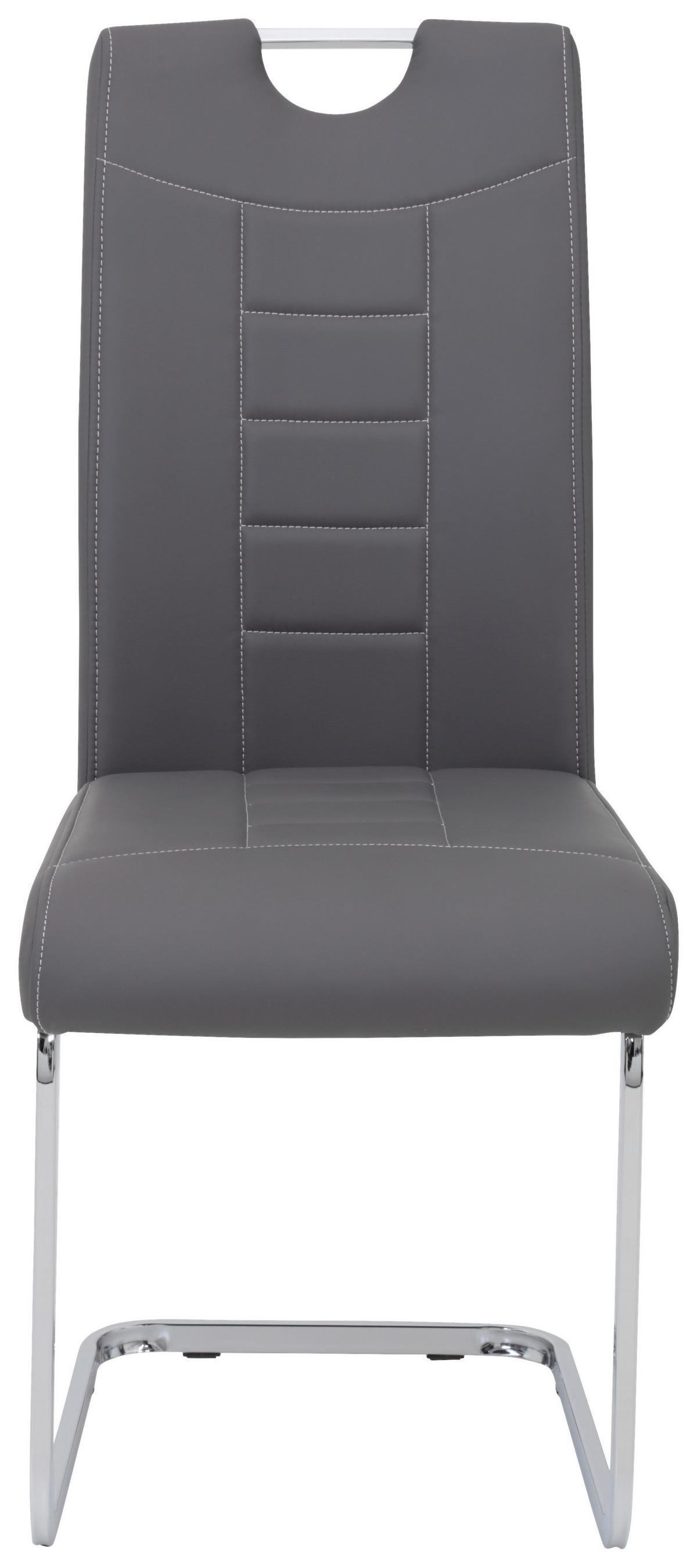 Schwingstuhl Ruby Grau Gepolstert 2er-Set - Chromfarben/Weiß, MODERN, Textil/Metall (44/104/57,5cm) - MID.YOU