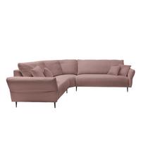 Ecksofa Vanilla Rosa S: 256x256 cm - Schwarz/Rosa, Design, Textil (256/256cm) - Livetastic