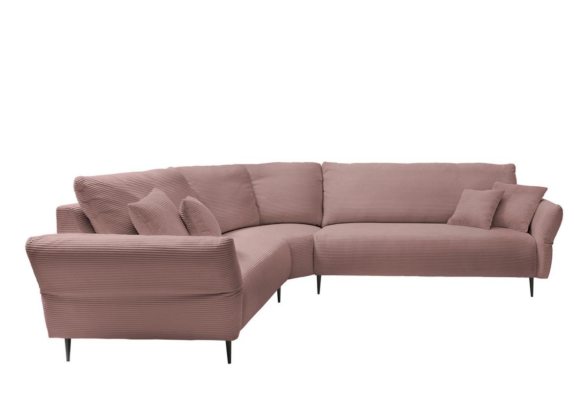 Ecksofa Vanilla Rosa S: 256x256 cm - Schwarz/Rosa, Design, Textil (256/256cm) - Livetastic