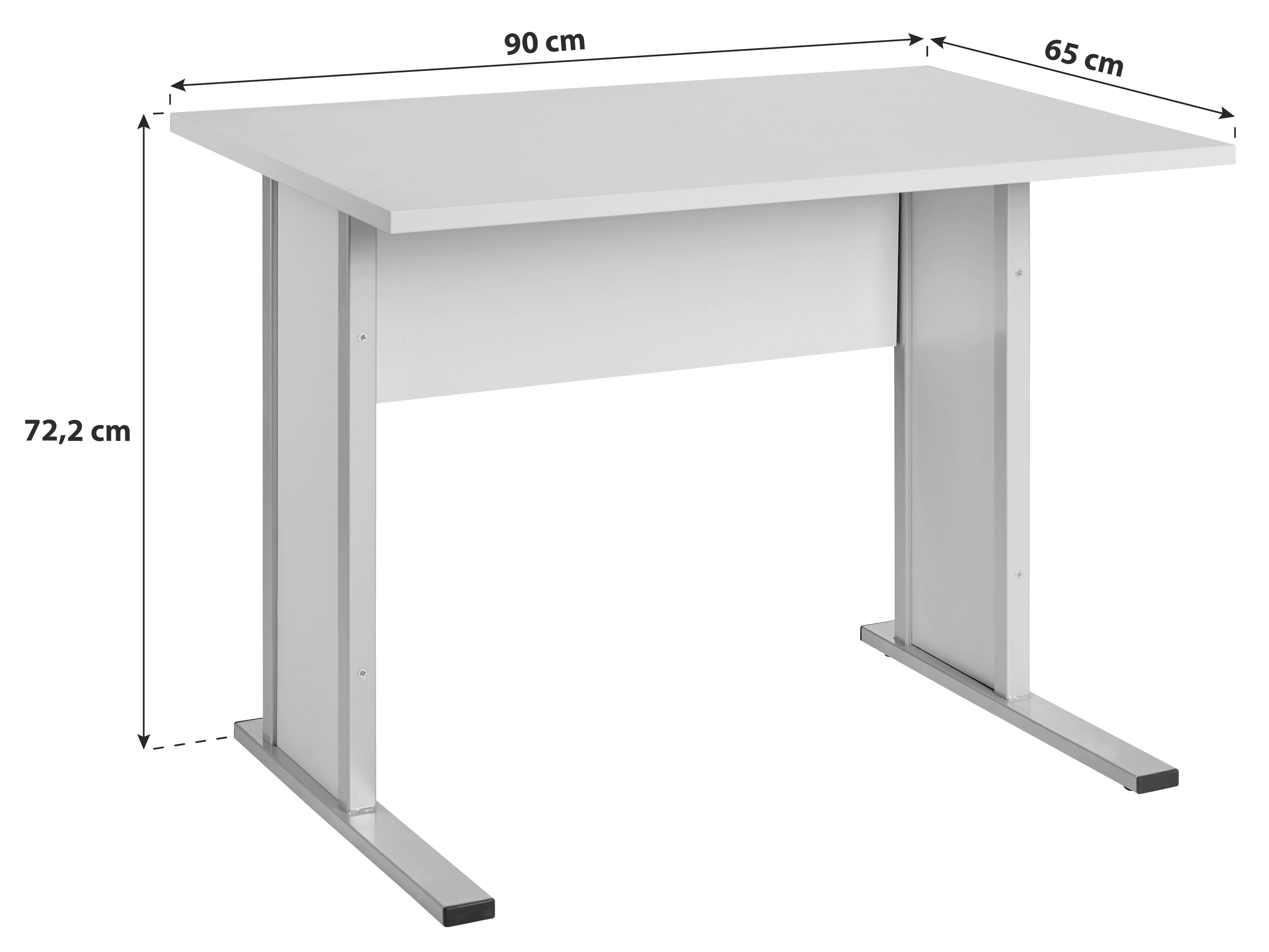 Schreibtisch B 90cm H 72,2cm Serie 4000, Buche Dekor - Silberfarben/Buchefarben, Basics, Holzwerkstoff/Metall (90/65/72,2cm) - MID.YOU