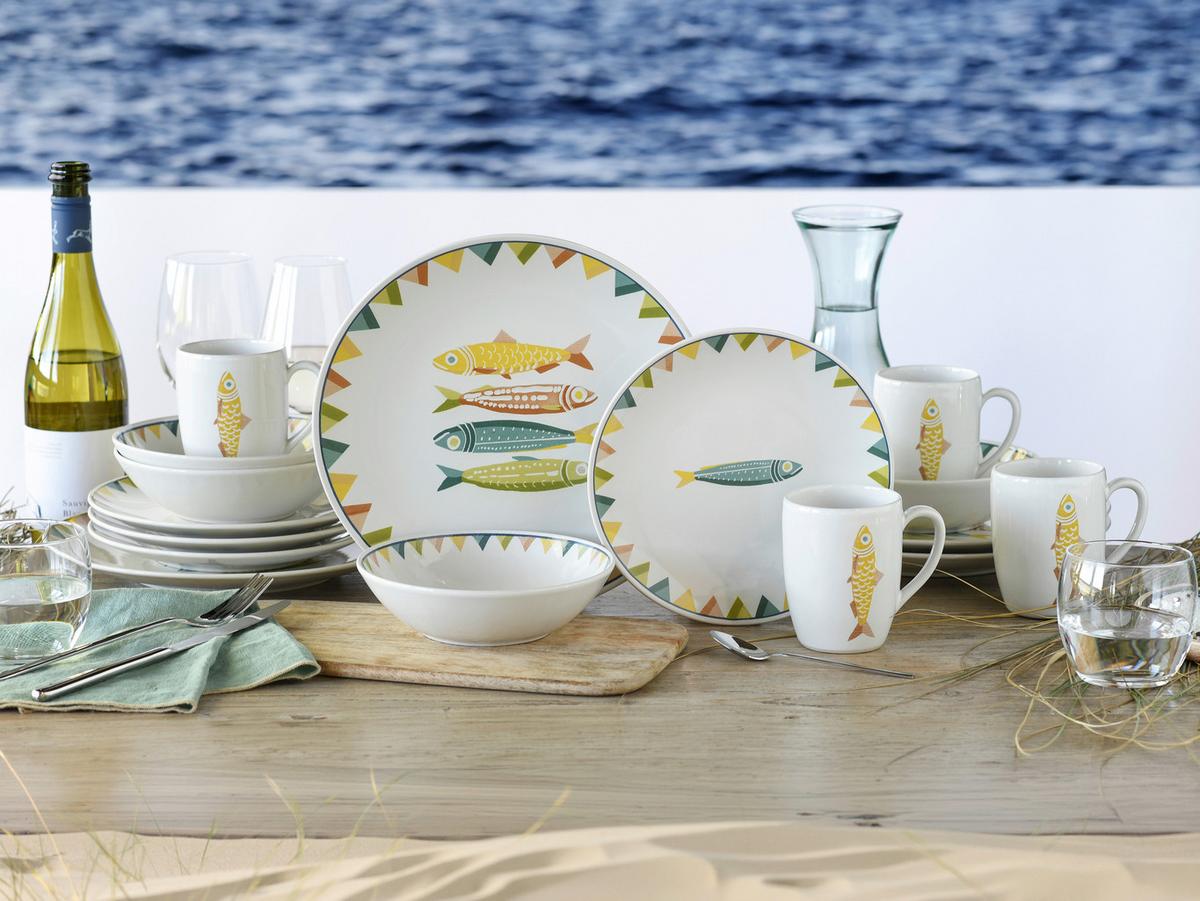 Kombiservice Sardinhas Steinzeug, 16 -Teilig. - Multicolor, Basics, Keramik - Creatable