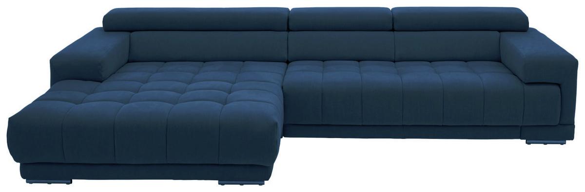 Rohová sedačka IBA, levá, tmavě modrá, s funkcemi - barvy chromu/tmavě modrá, Lifestyle, textil (222/323cm) - Premium Living