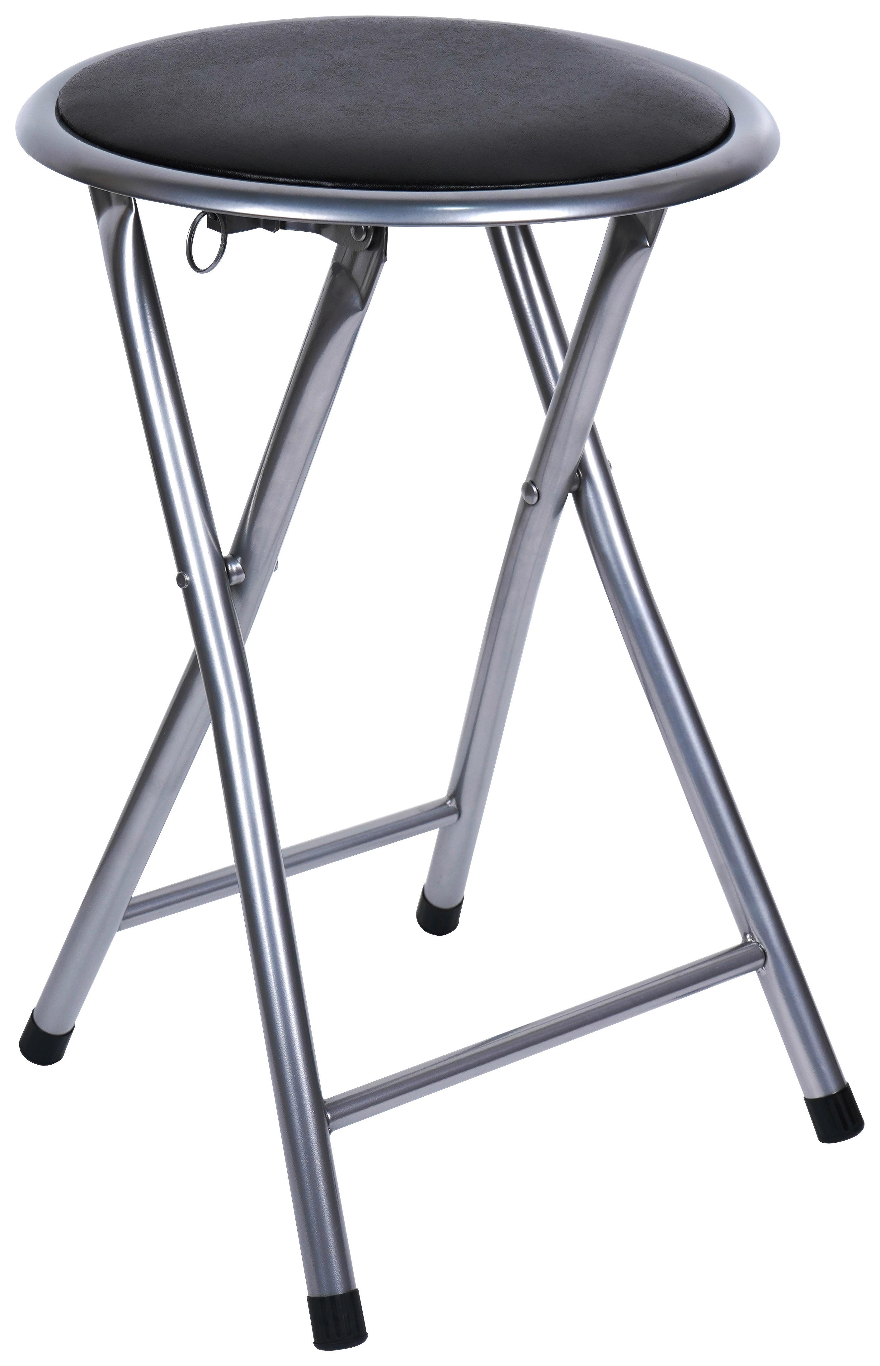 Klapphocker Ouzo 2 Alufarben H: 45 cm - Silberfarben/Schwarz, MODERN, Holzwerkstoff/Kunststoff (30/45/30cm)