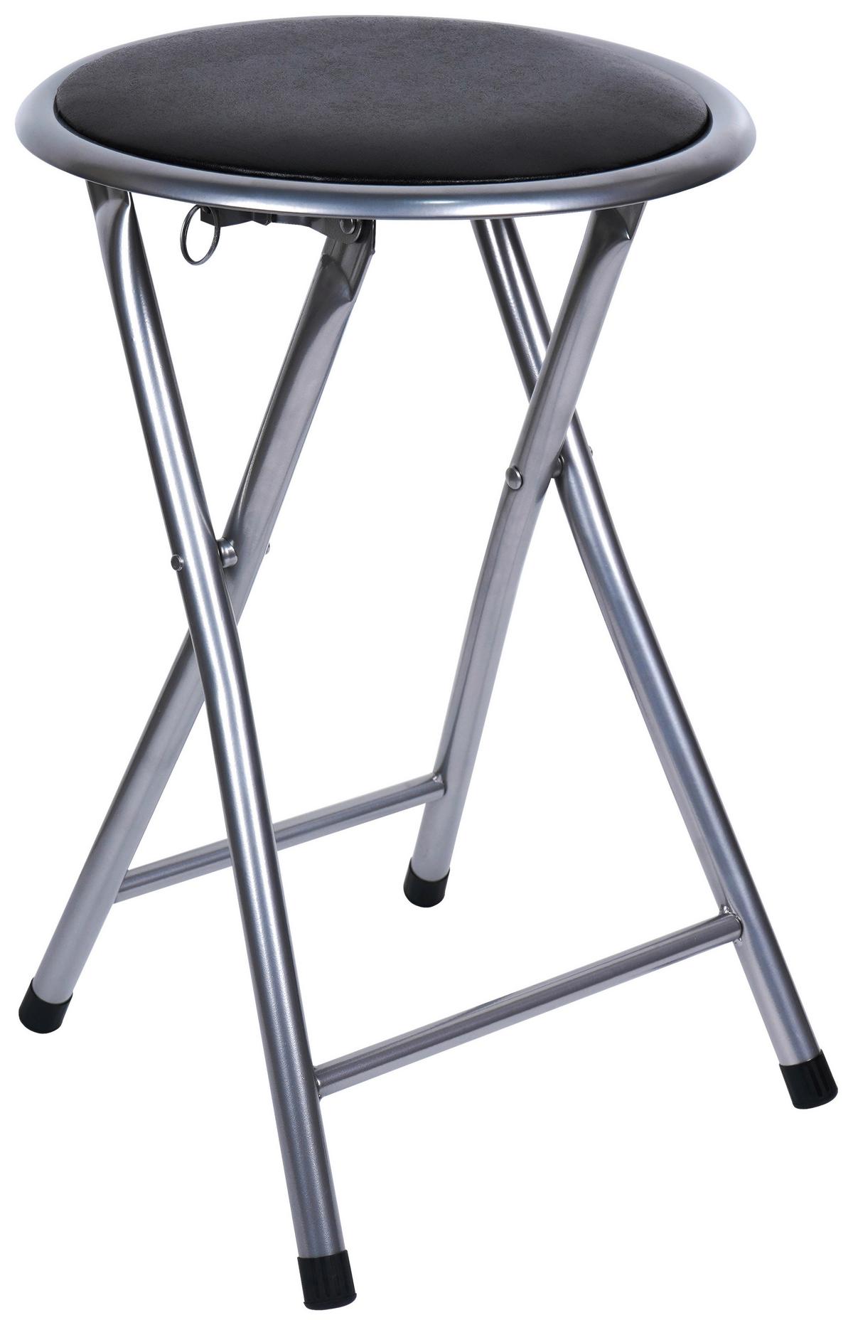 Klapphocker Ouzo 2 Alufarben H: 45 cm - Silberfarben/Schwarz, MODERN, Holzwerkstoff/Kunststoff (30/45/30cm)