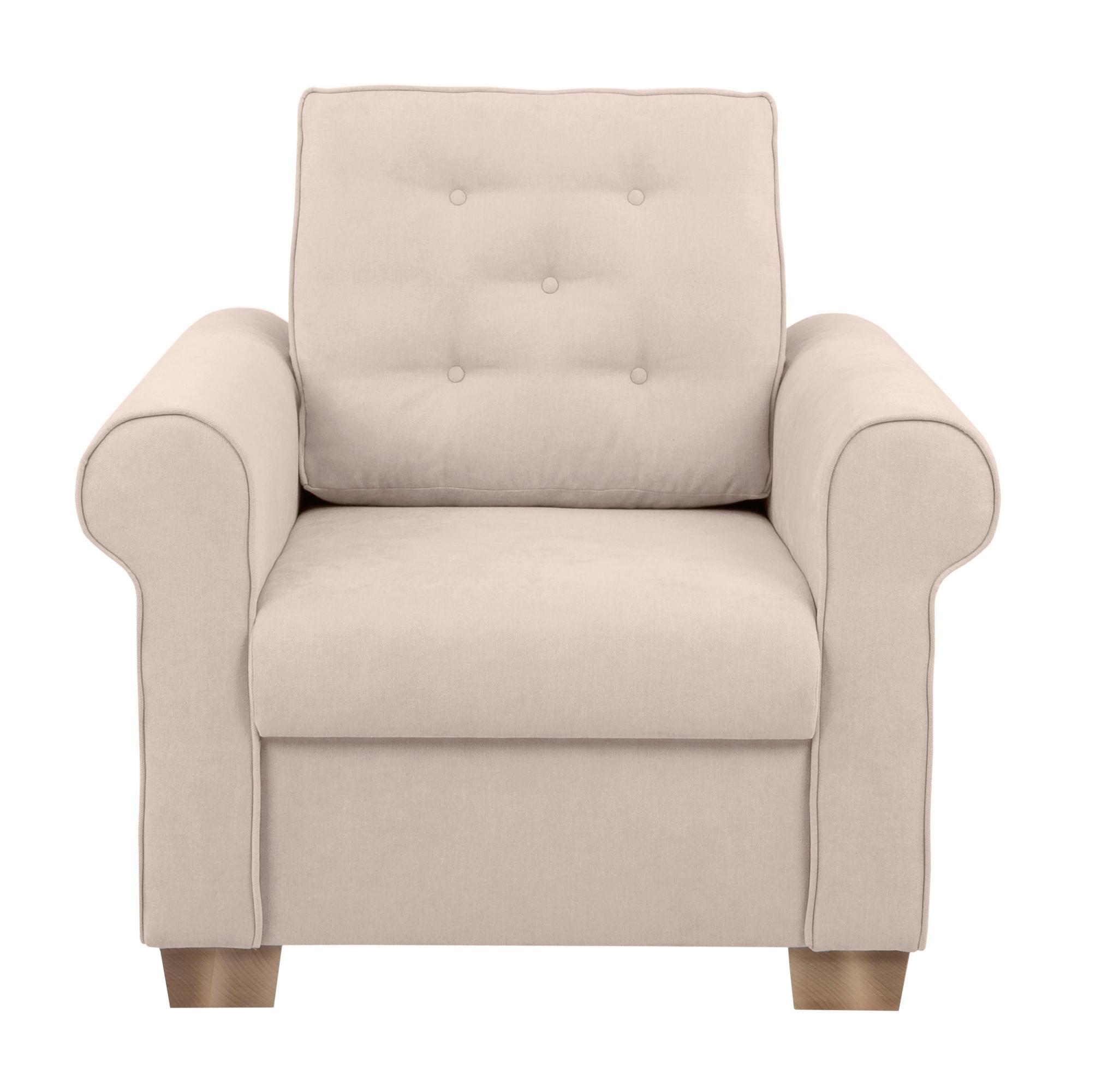 Sessel Arles, Beige 1 B: 93 Cm - Beige/Buchefarben, Design, Textil (93/89/82cm) - MID.YOU