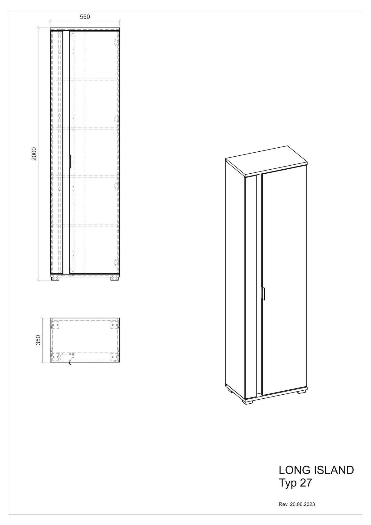 Highboard Long Island Weiß/Eiche Wotan B: 55 cm - Silberfarben/Eiche Wotan, Design, Holzwerkstoff (55/200/35cm) - MID.YOU