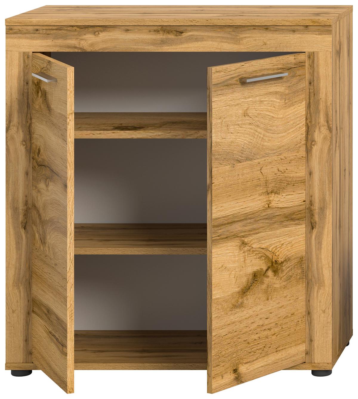 Highboard Jam Eiche Dekor B: 80 Cm - Eiche Wotan/Schwarz, Design, Holzwerkstoff (80/88/35cm) - MID.YOU