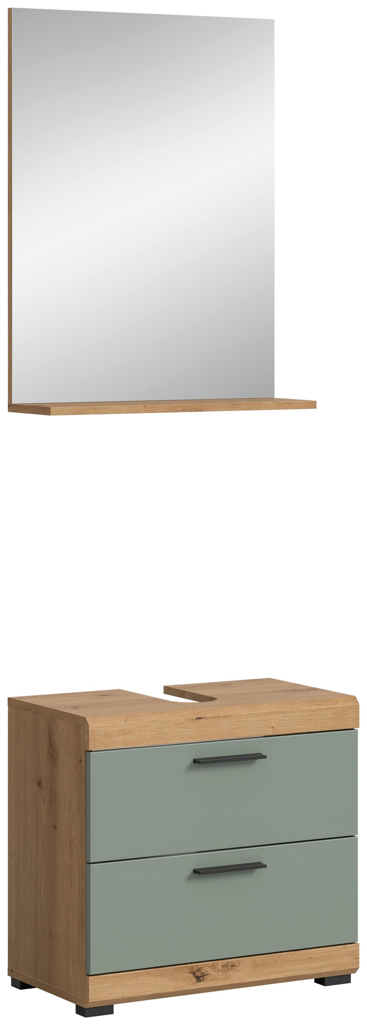 Badezimmer Scout Eiche Artisan Dekor Salbeigrün - Salbeigrün/Schwarz, MODERN, Glas/Holzwerkstoff (60cm) - MID.YOU
