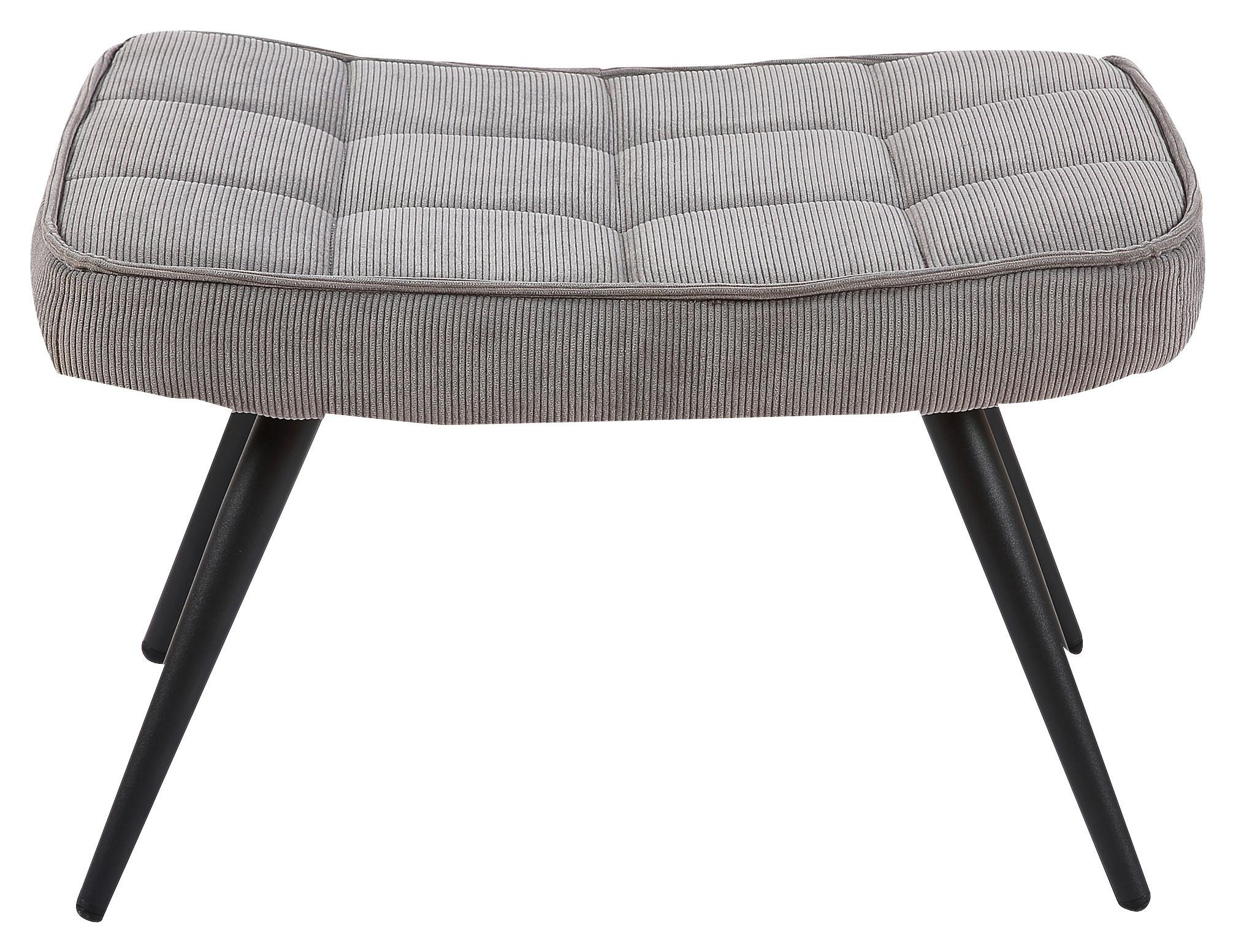 Hocker Uta Textil Grau Sitz Gepolstert H: 39 Cm - Schwarz/Grau, MODERN, Holzwerkstoff/Textil (41/39/59cm) - MID.YOU