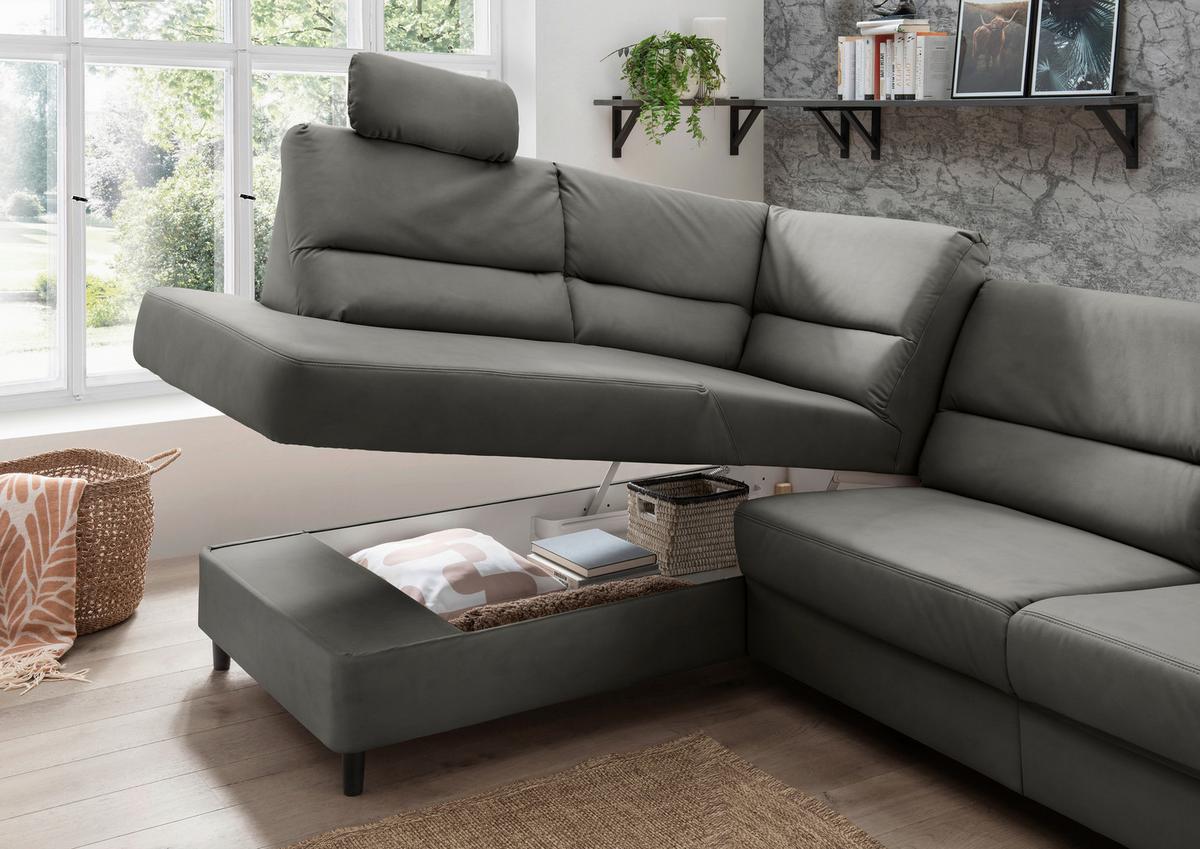 Ecksofa Cavoli, Grau S: 190x266 cm - Schwarz/Grau, MODERN, Textil (190/266cm) - Livetastic