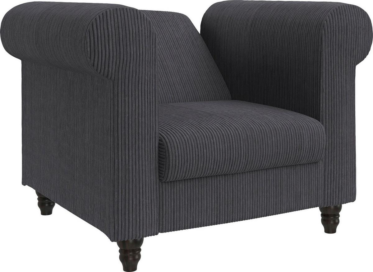 Sessel Firenze Anthrazit, Relaxfunktion - Anthrazit/Schwarz, Basics, Textil (111/83/87cm) - Livetastic