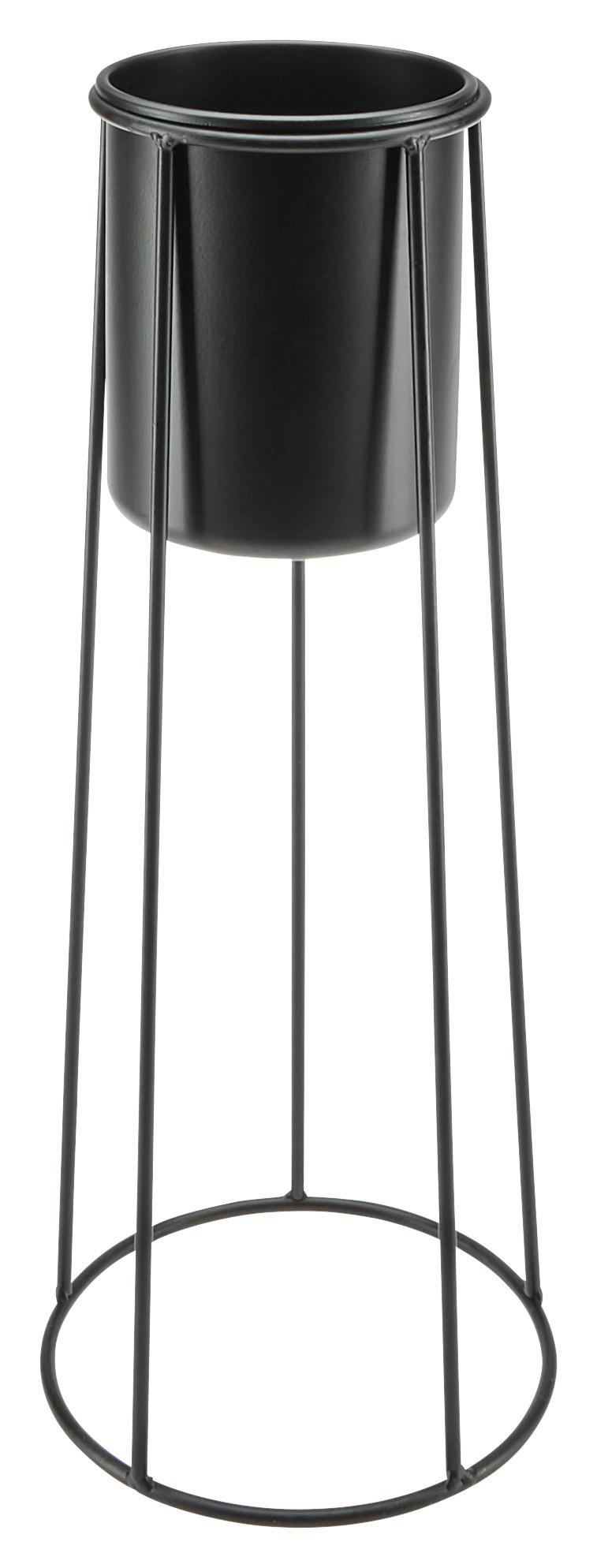 Übertopf Rachele Eisen Schwarz In- & Outdoor Ø18 cm - Schwarz, MODERN, Metall (18/45,5cm) - Luca Bessoni
