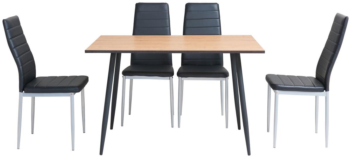 Esstisch Tom 120x76x80 Cm Naturfarben/schwarz - Schwarz/Naturfarben, KONVENTIONELL, Holzwerkstoff/Metall (120/76/80cm)