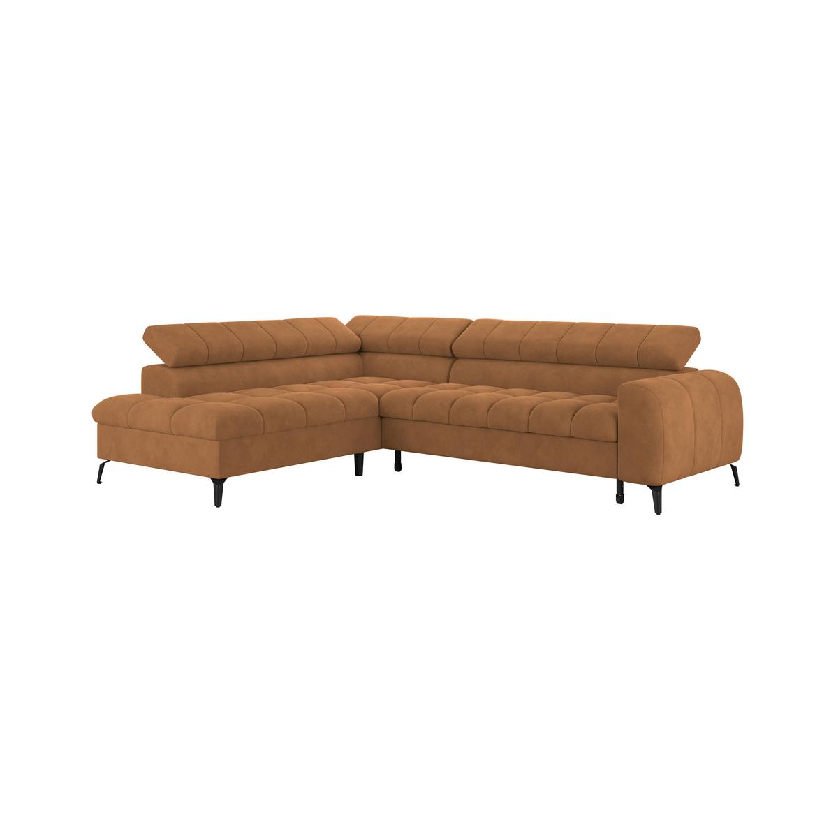Ecksofa Volf Links New Braun, S: 203x261 Cm - Schwarz/Braun, Trend, Kunststoff/Textil (203/261cm)