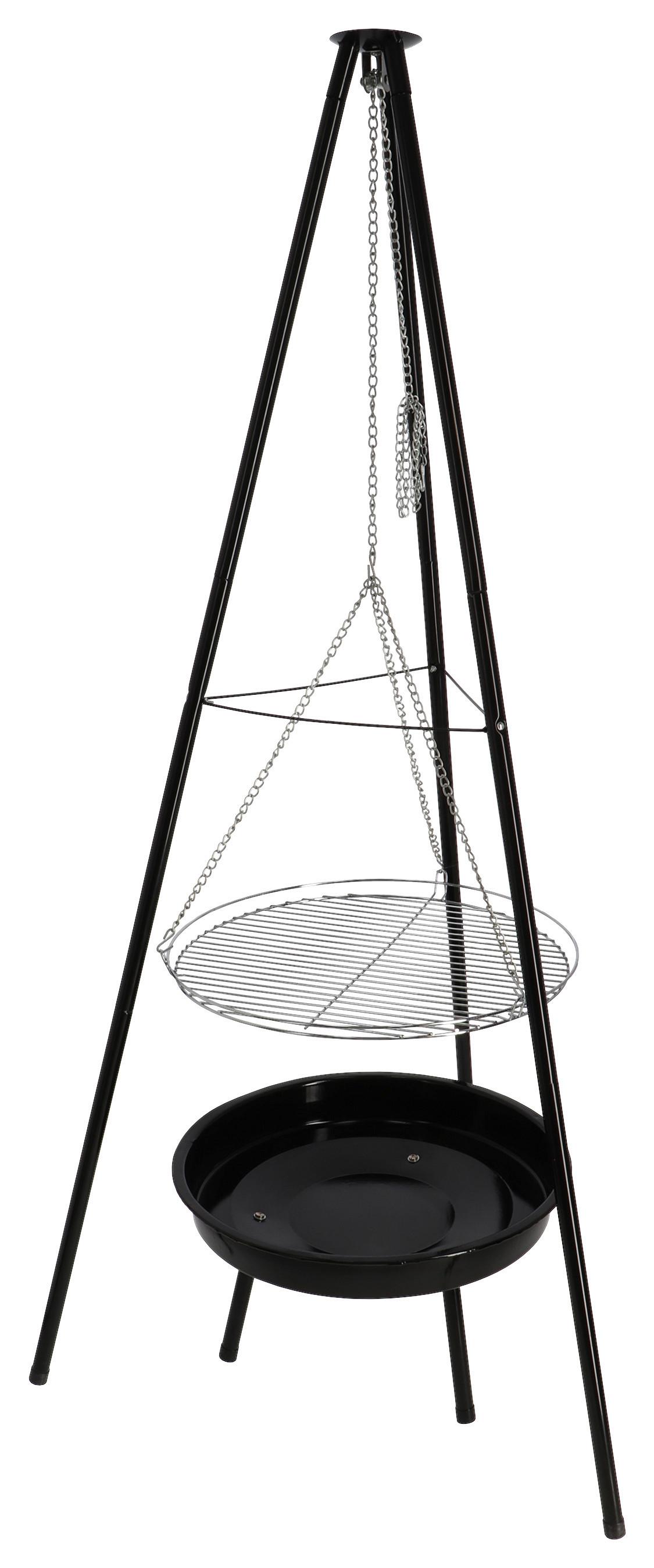 Dreibein Mit Grill-Feuerschale - Schwarz, LIFESTYLE, Metall (67,5/77/157cm)