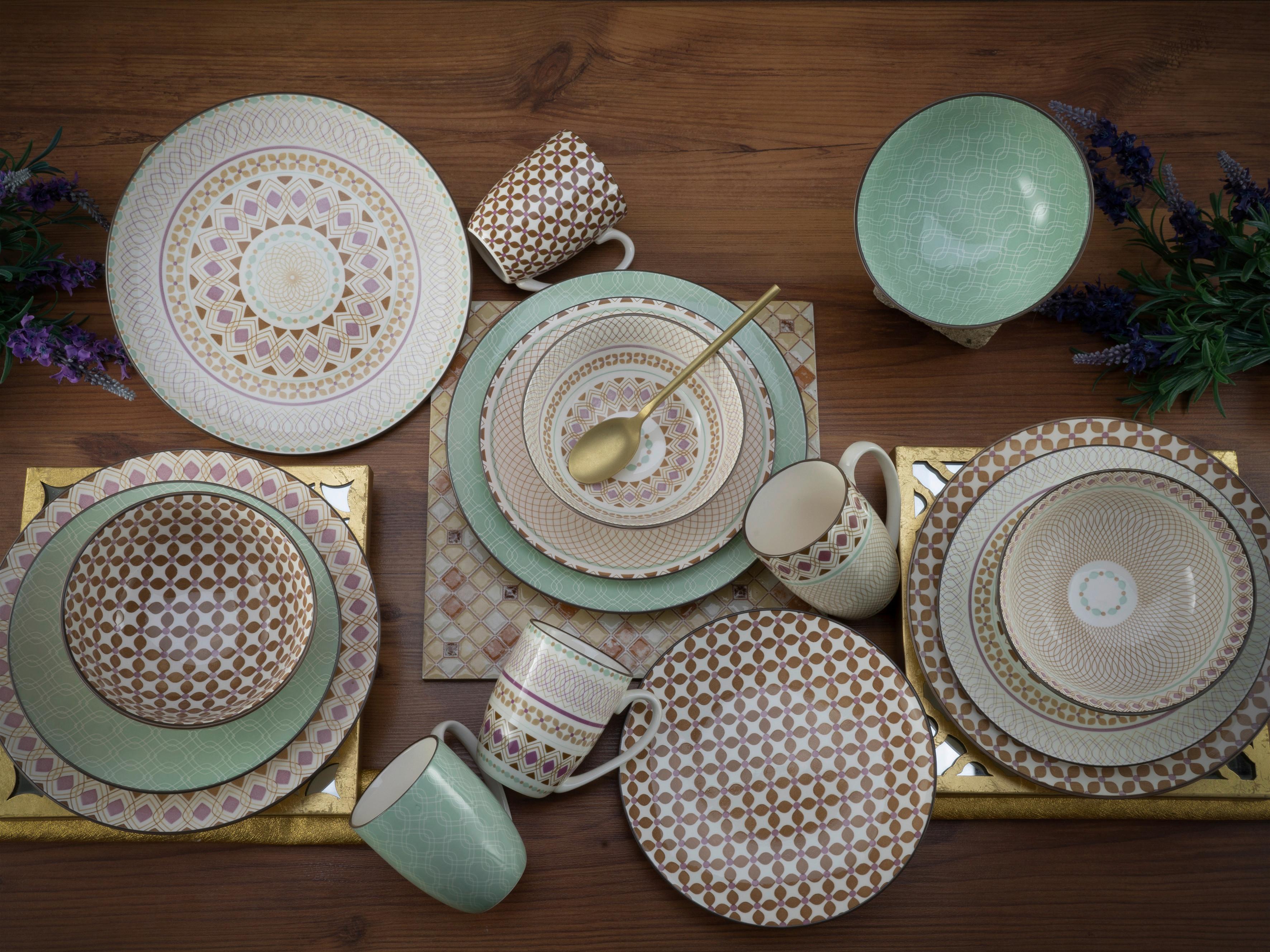 Kombinovaný servis MANDALA, 16-dielna - viacfarebná, Basics, keramika - Creatable