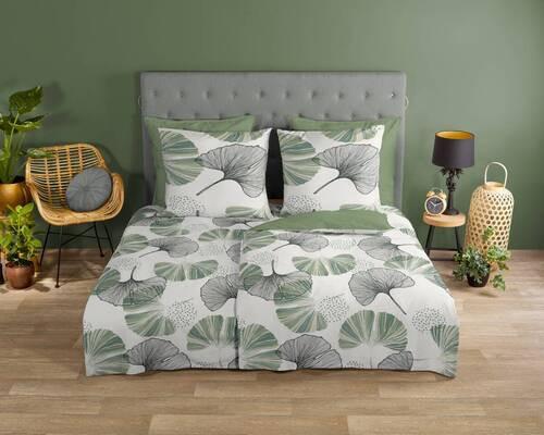 Wendebettwäsche Gigi Grün 135x200 cm - Grün, Natur, Textil (135/200cm)
