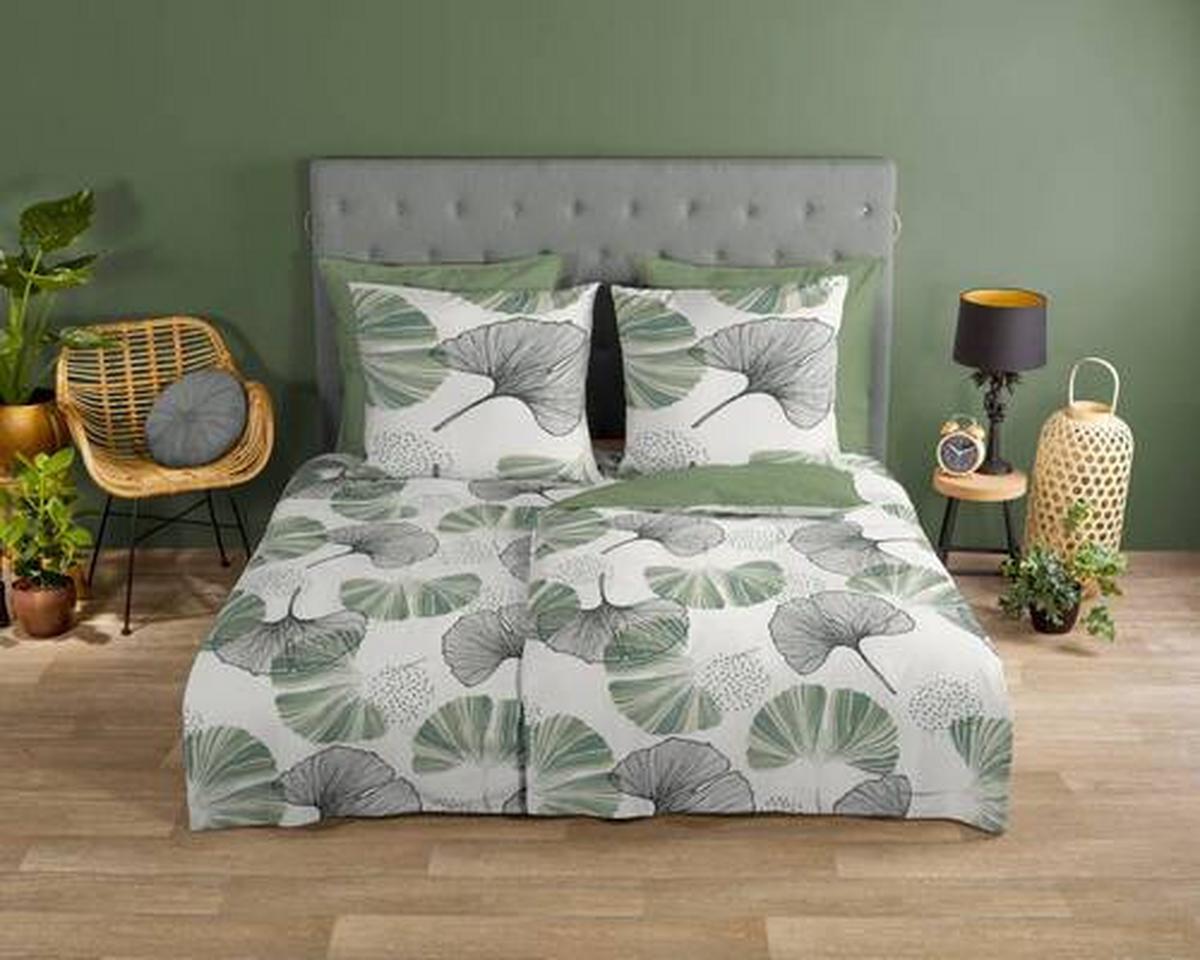 Wendebettwäsche Gigi Grün 135x200 cm - Grün, Natur, Textil (135/200cm)
