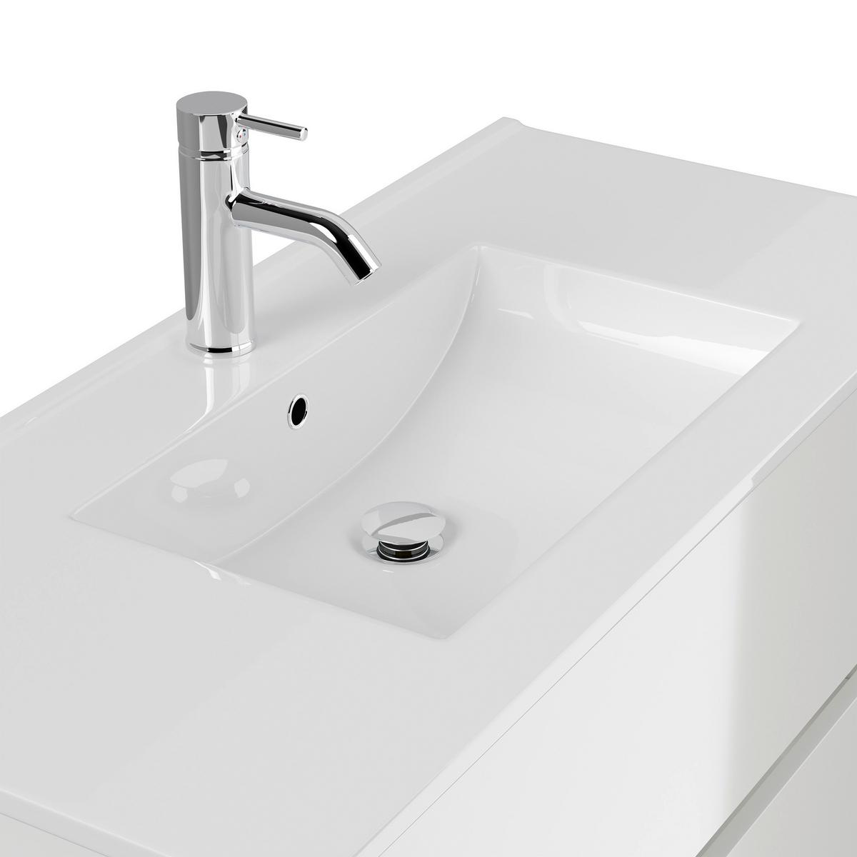 Waschtischkombi Limes Weiß Hg B: 101 Cm - Weiß Hochglanz/Weiß, MODERN, Keramik/Holzwerkstoff (101/58,6/47cm) - MID.YOU