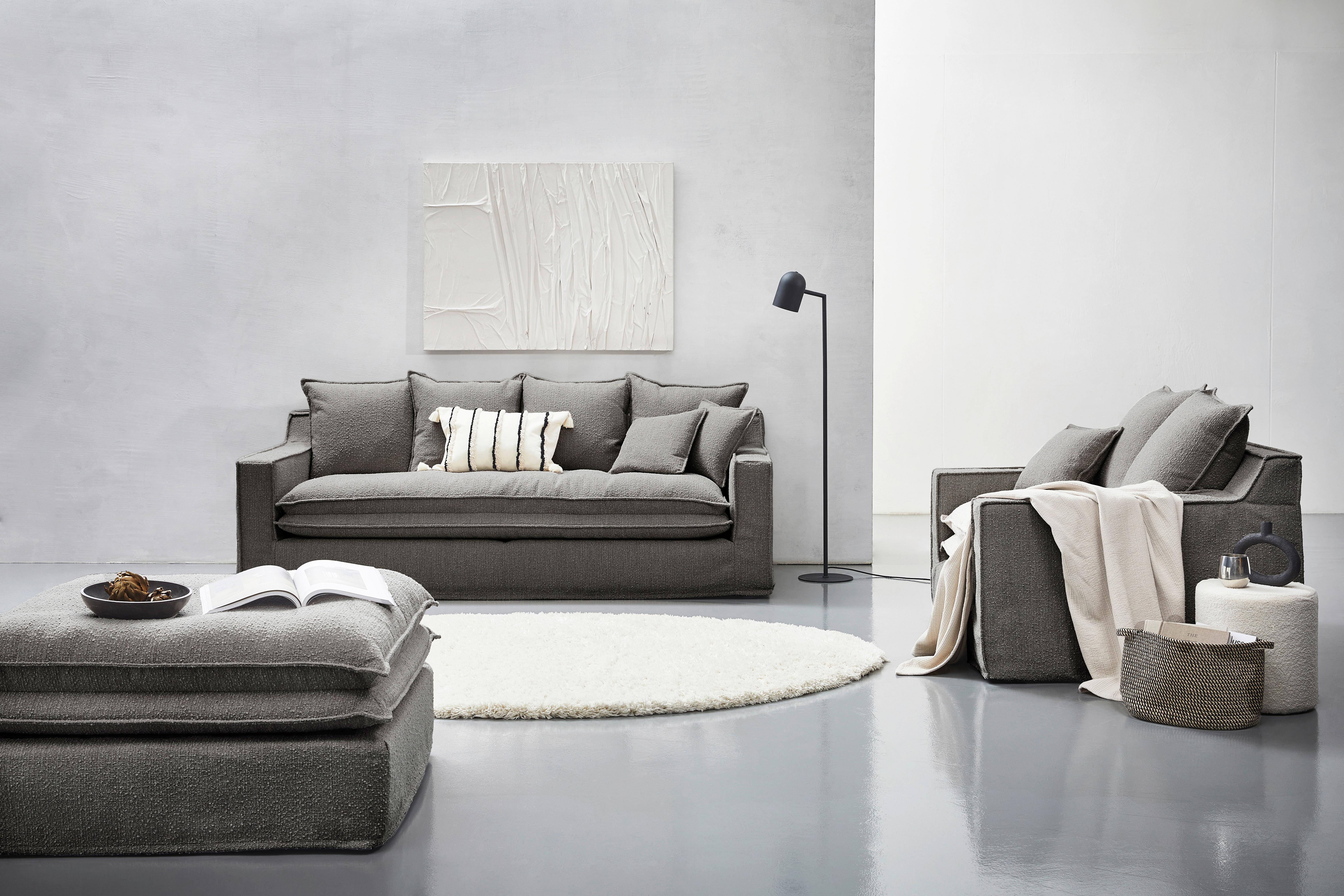 Sessel Aurora - Schwarz/Grau, Trend, Textil (129/92/105cm) - Livetastic
