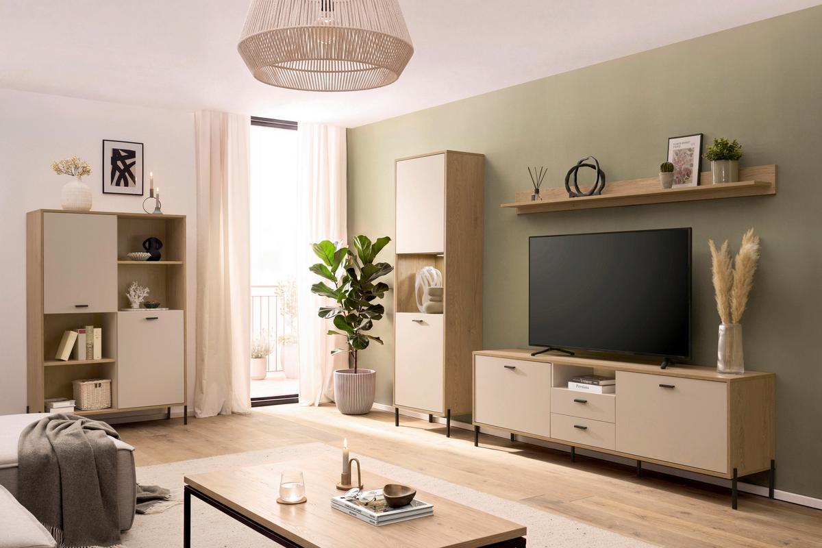 Regalelement Fredericia Eichefarben Kaschmir B: 105 cm - Kaschmir/Eichefarben, Design, Holzwerkstoff (105/160/40cm) - MID.YOU