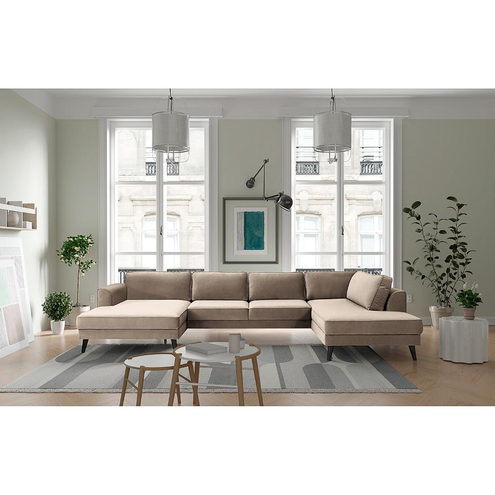 Wohnlandschaft Lumber Jack Hellgrau U: 354x85x201 cm - Wengefarben/Hellgrau, MODERN, Textil (354/85/201cm) - Trendmanufaktur