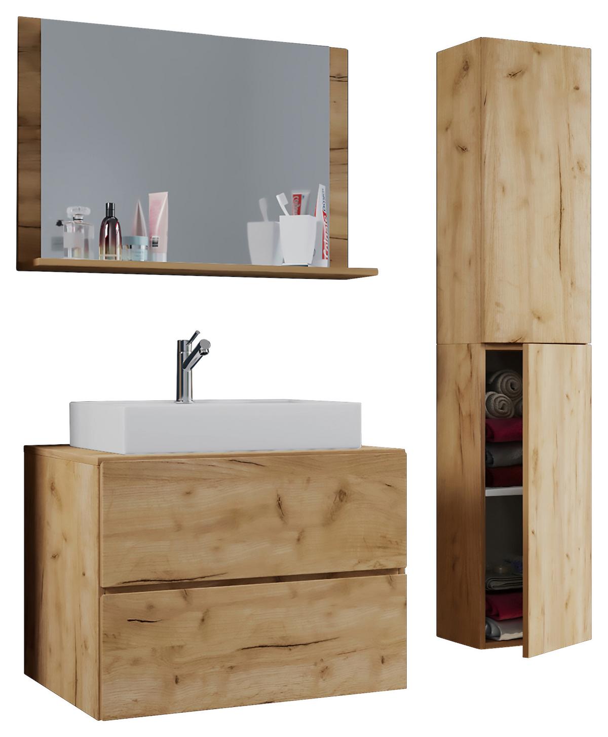 Badezimmer Lendas Honigeiche B: 114 Cm - Honigeiche/Weiß, MODERN, Keramik/Holzwerkstoff (94cm) - MID.YOU