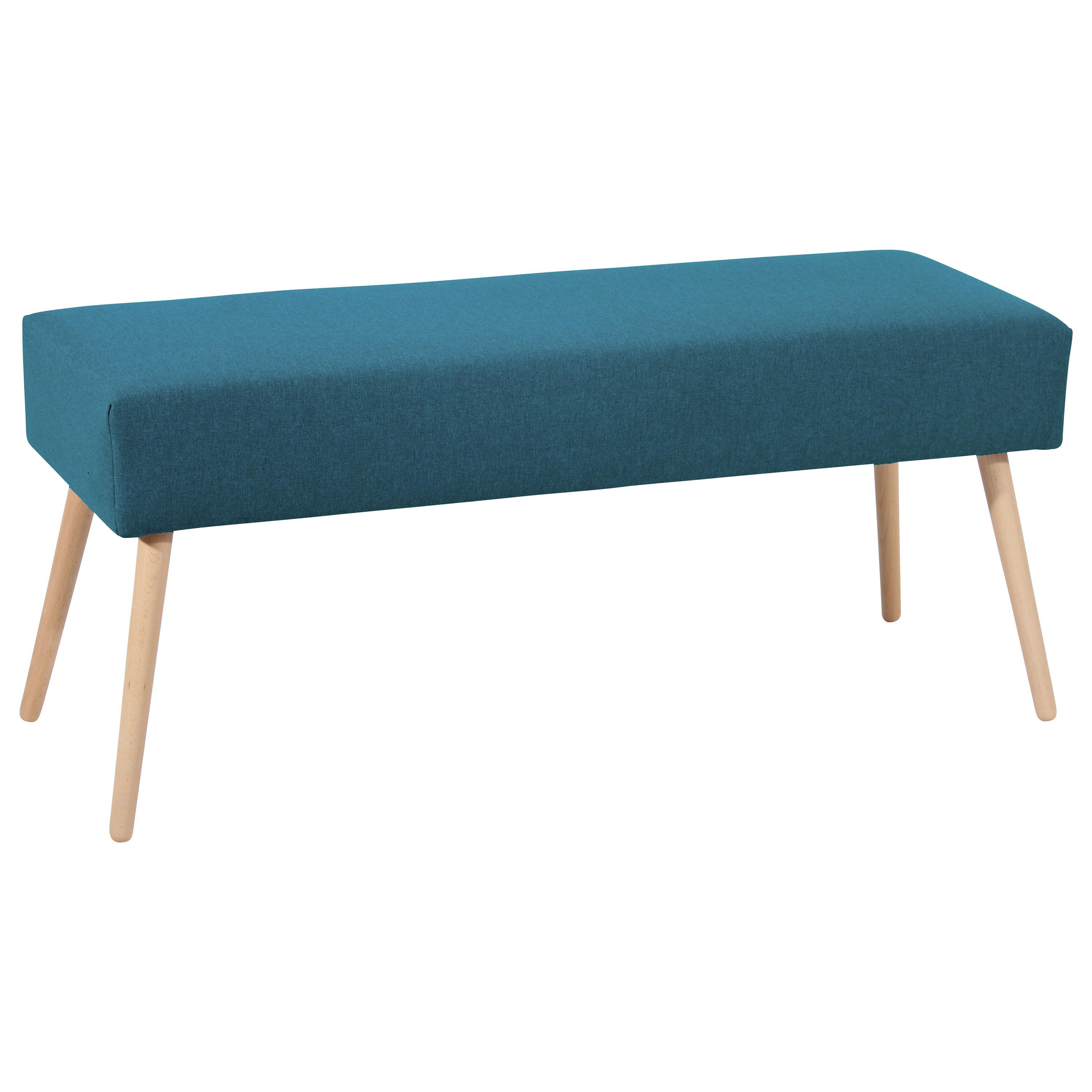 Sitzbank Gepolstert Blau Sue BxHxT: 114x48x40 cm - Blau/Buchefarben, Design, Textil (114/48/40cm) - Max Winzer