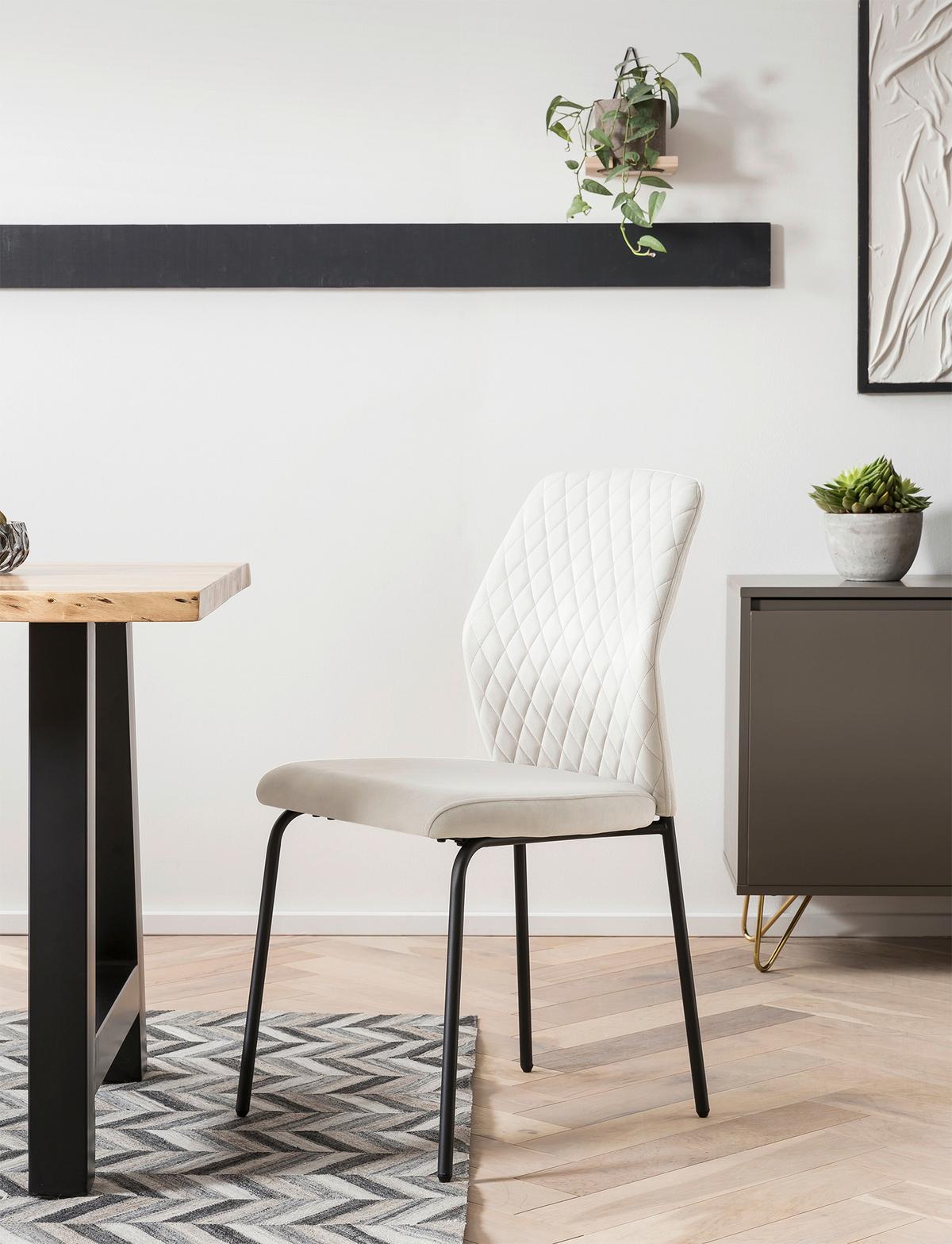 Stuhl-set Beige B: 46,5 Cm - Beige/Schwarz, MODERN, Textil/Metall (46,5/92/56,5cm) - Livetastic