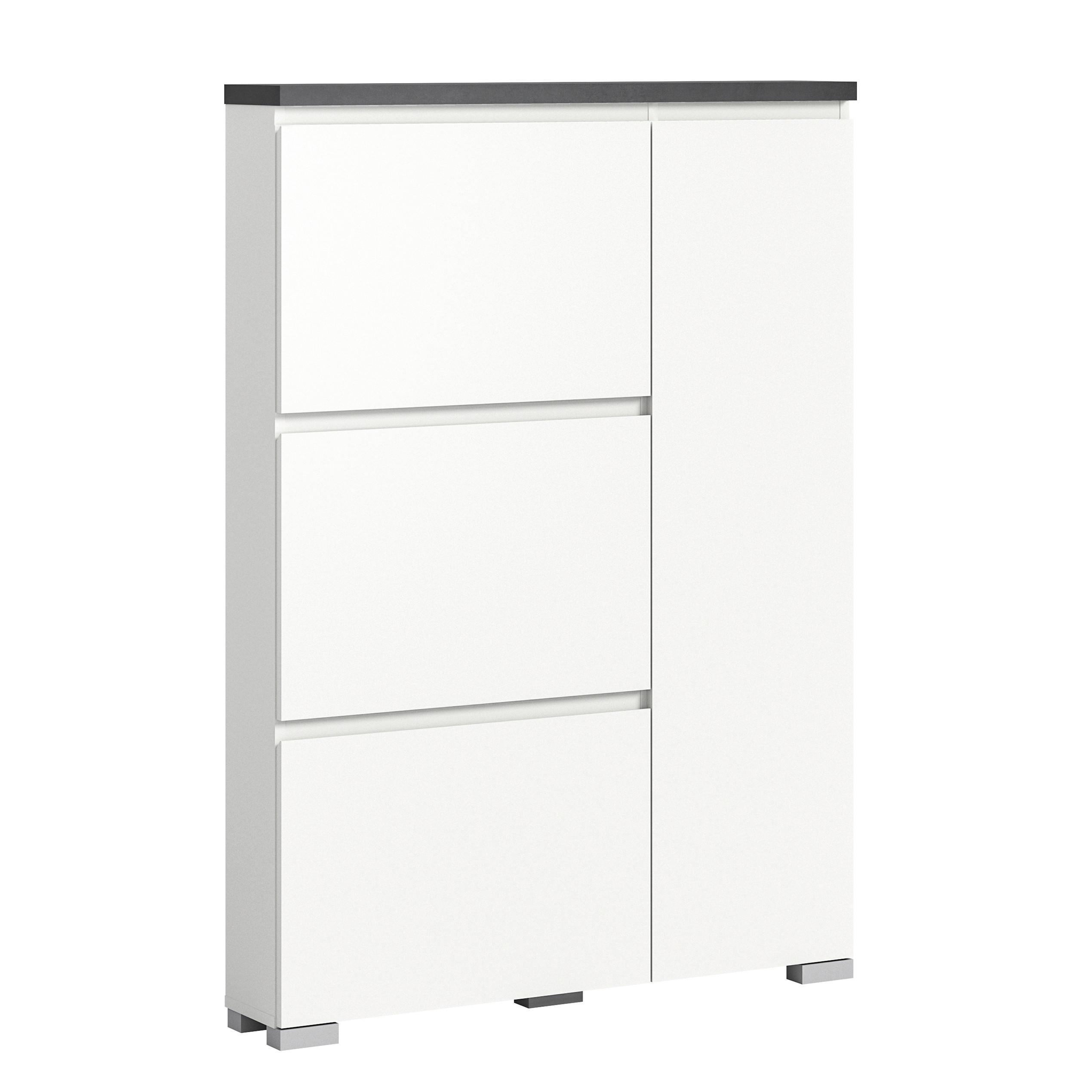 Schuhschrank Shoelove Weiß, Grau B: 95cm - Silberfarben/Weiß, MODERN, Holzwerkstoff (95/133/18cm)