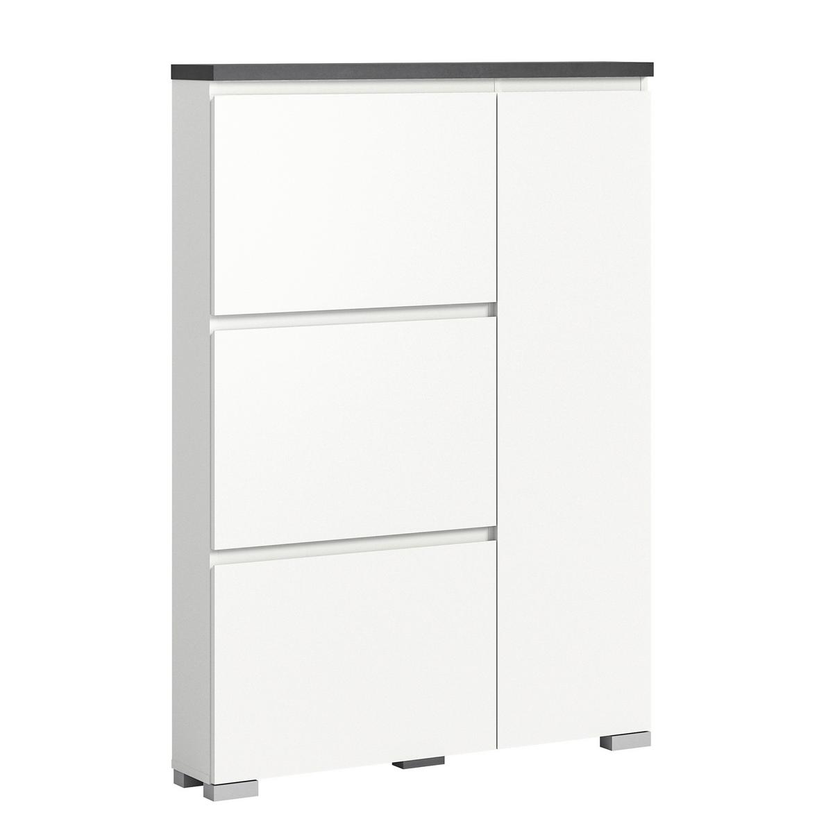 Schuhschrank Shoelove Weiß, Grau B: 95cm - Silberfarben/Weiß, MODERN, Holzwerkstoff (95/133/18cm)