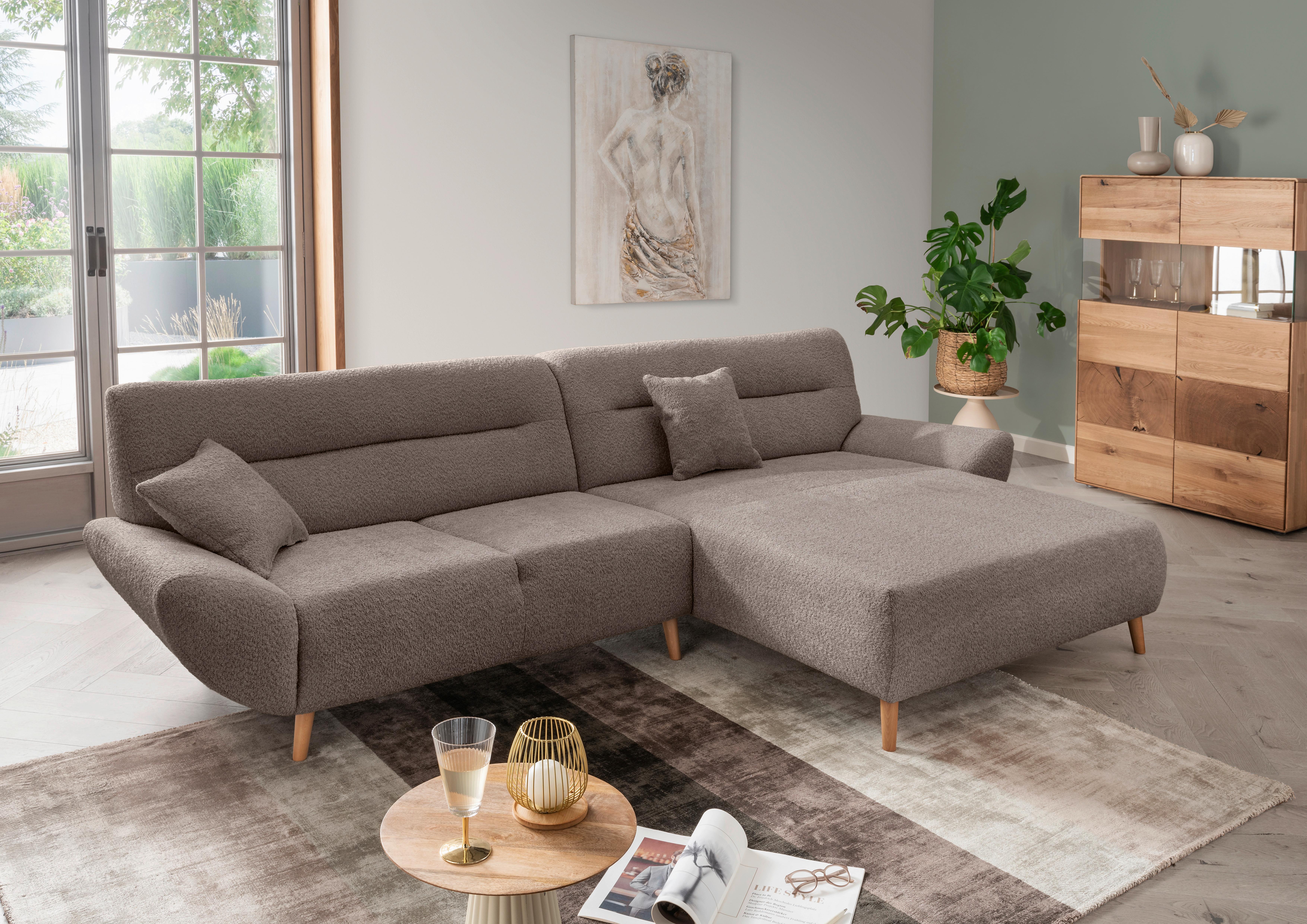 Ecksofa Drago, Taupe S: 290x166 cm - Taupe/Wildeiche, KONVENTIONELL, Textil (290/166cm) - MID.YOU