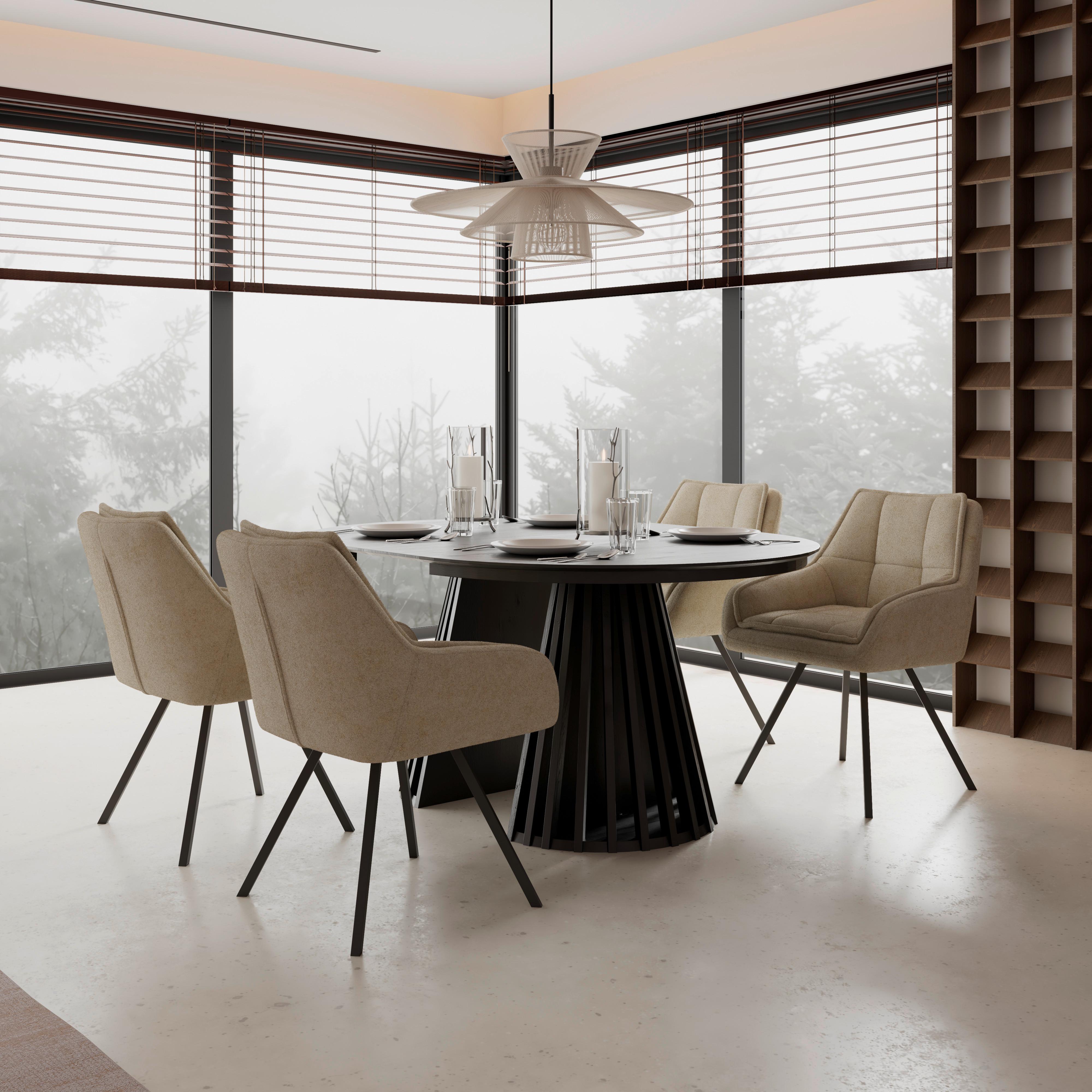 STOLIČKA S PODRÚČKAMI BILLY - čierna/krémová, Modern, kov/drevo (64/87/64cm) - Bessagi Home