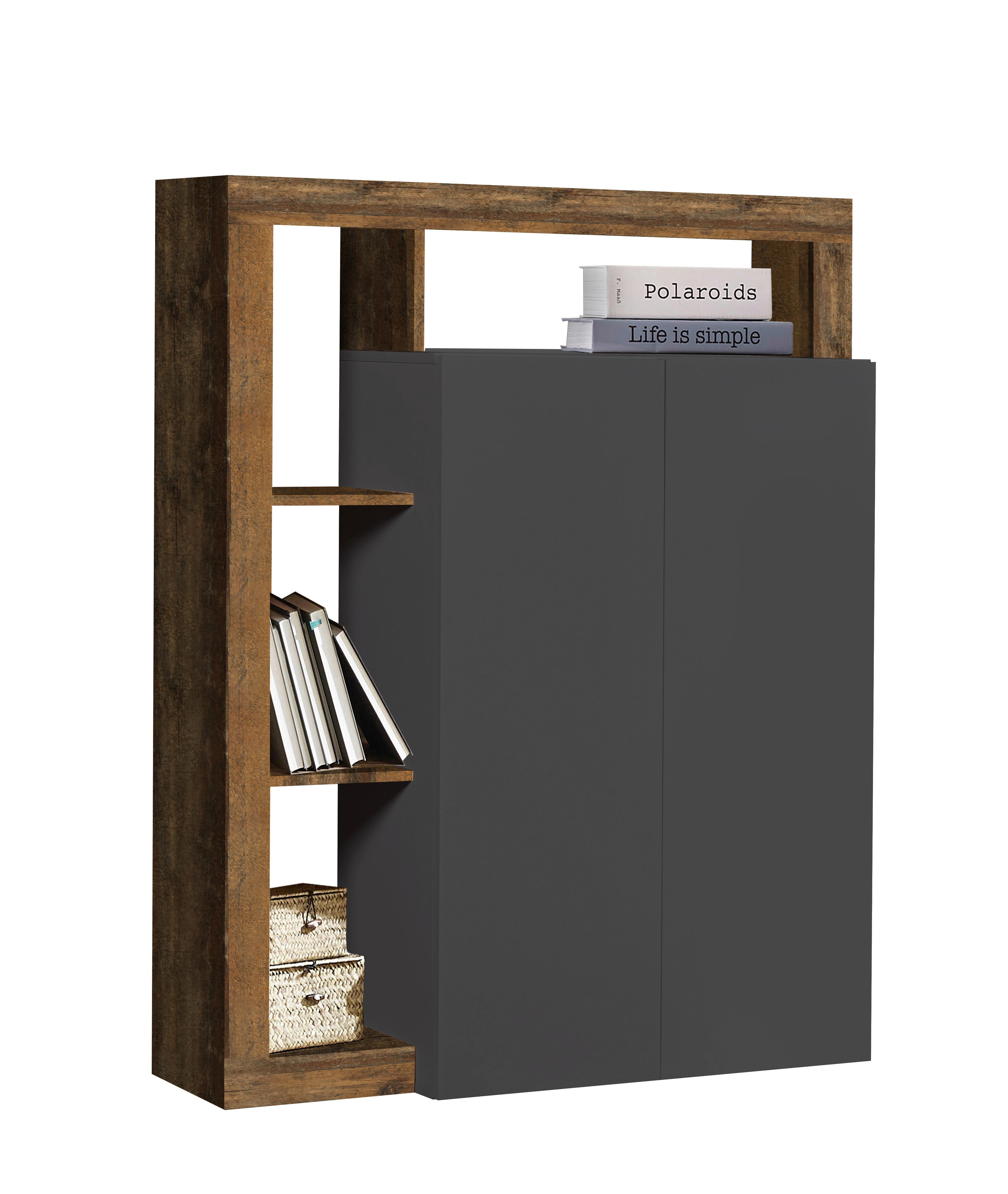 SKRINKA NA TOPÁNKY DALLAS - antracitová, Basics, kompozitné drevo (108/138/35cm)